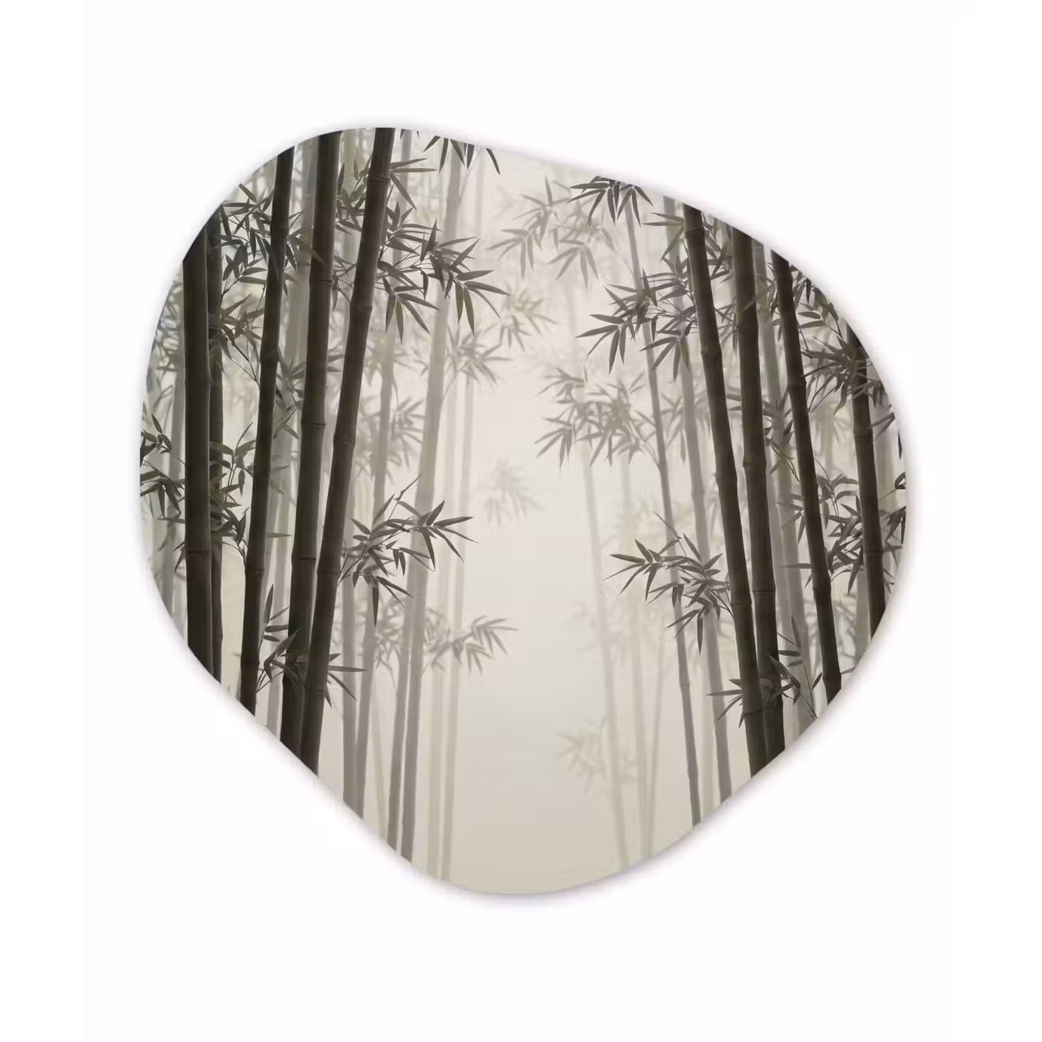 Bamboe - Bos - Mist - Natuur Wandcirkel Organisch Aluminium middel -3d