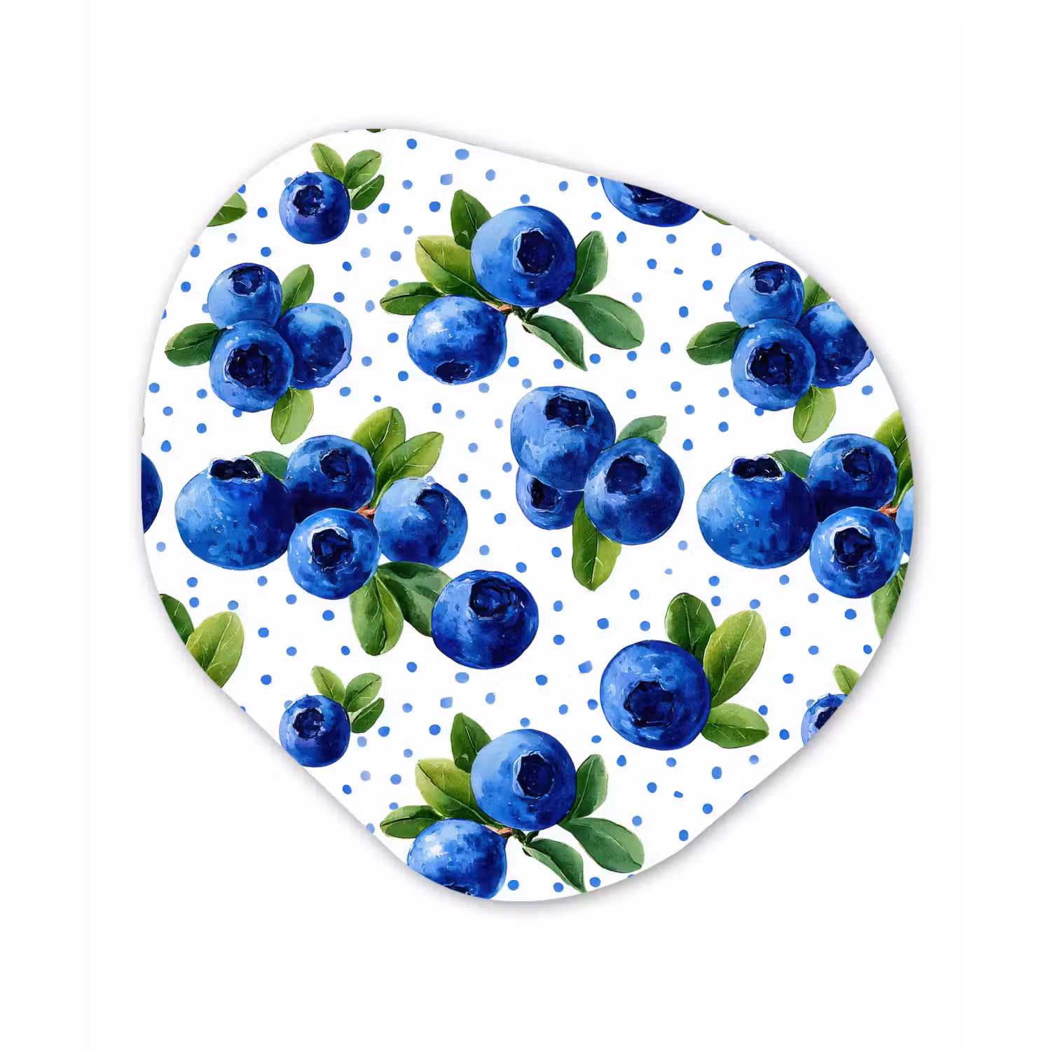 Bessen - Patroon - Blauw Wandcirkel Organisch Aluminium middel 851 -3d