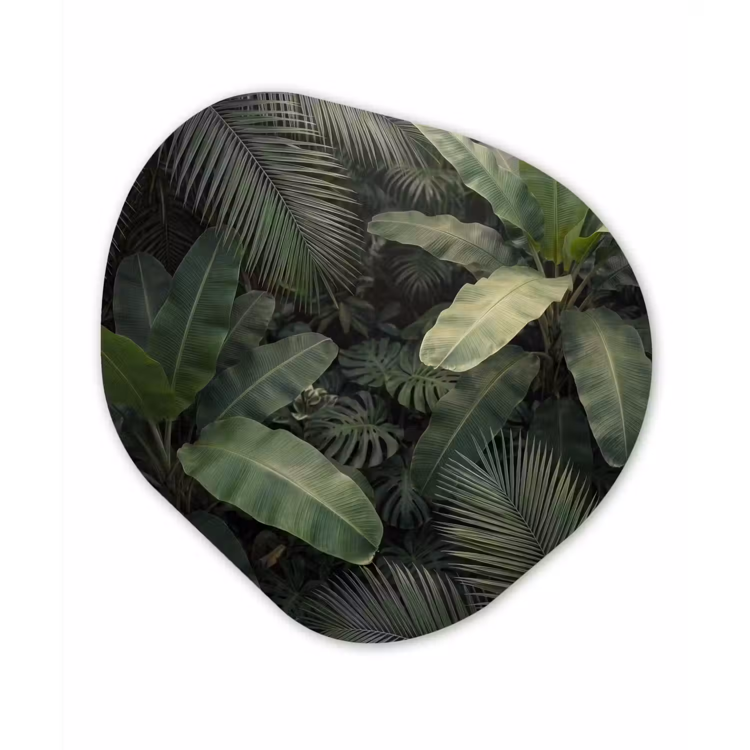 Bladeren - Groen - Tropisch - Natuur Wandcirkel Organisch Aluminium middel -3d