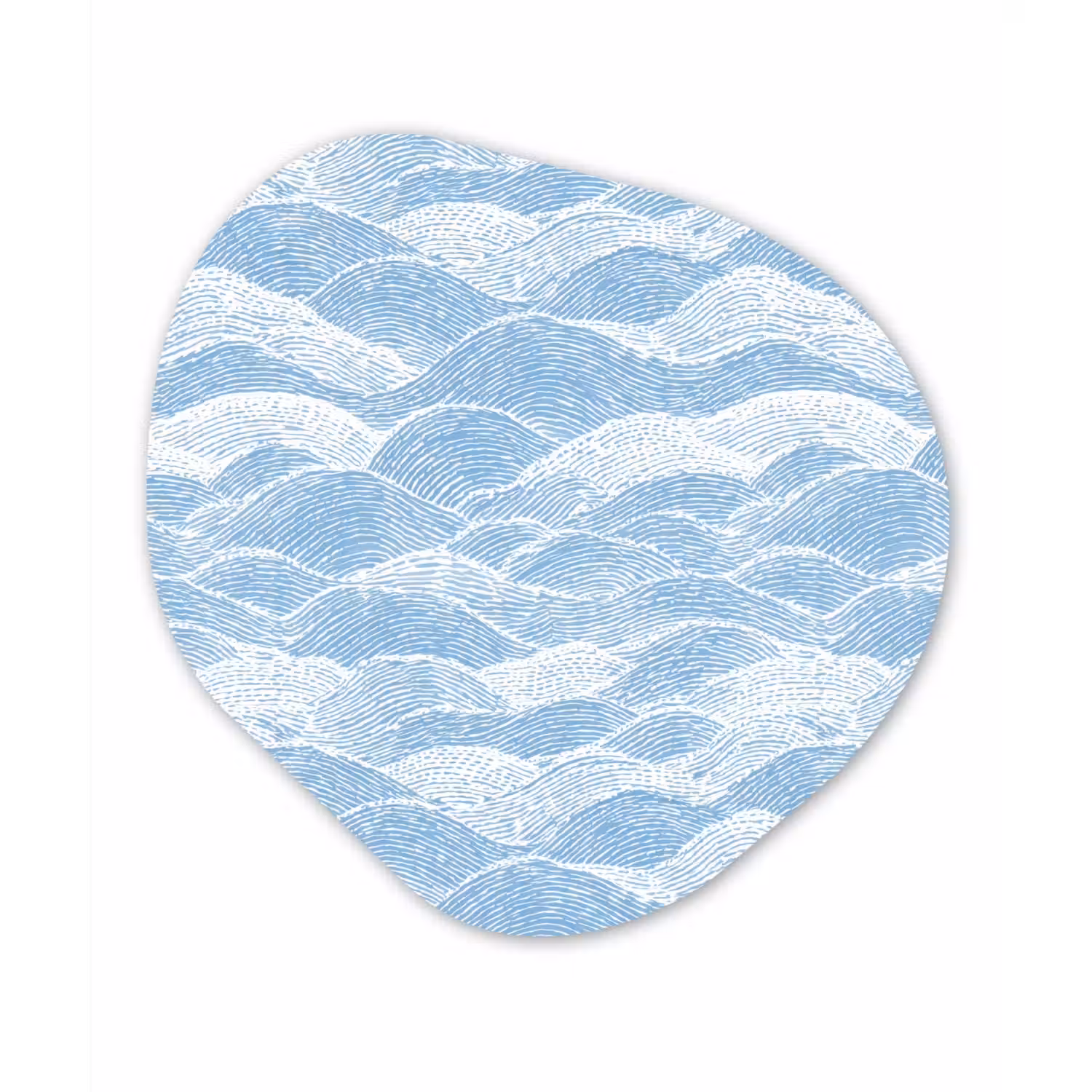 Blauw - Wit - Golven - Getekend Wandcirkel Organisch Aluminium middel 851 -3d