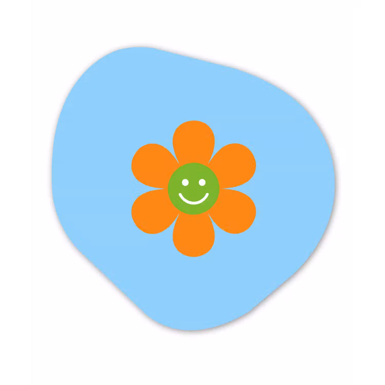 Bloem - Smiley - Kleurrijk Wandcirkel Organisch Aluminium middel -3d