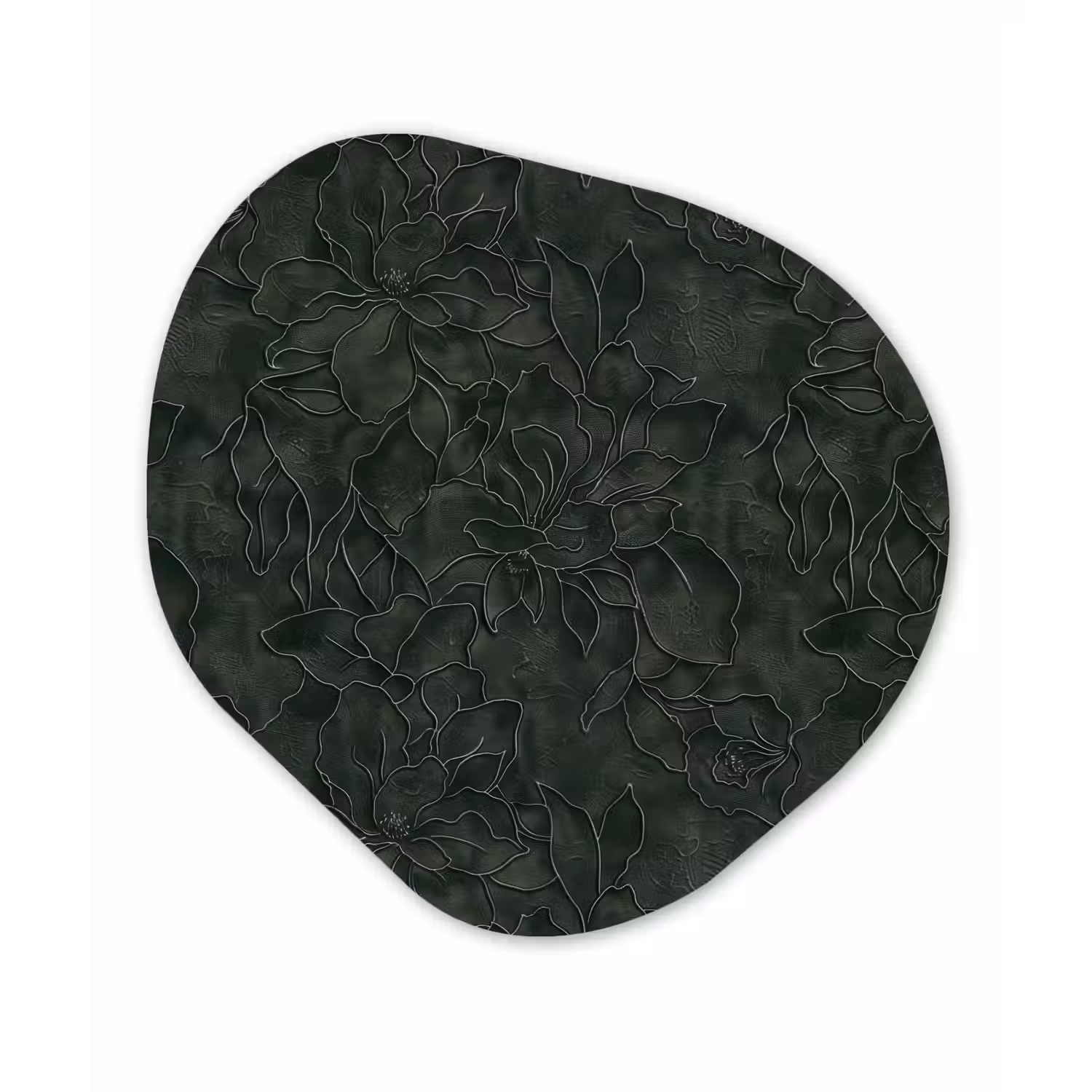 Bloemen - Lijnen - Groen Wandcirkel Organisch Aluminium middel 851 -3d