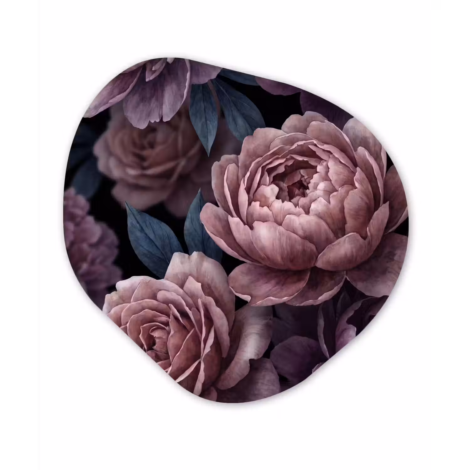 Bloemen - Patroon - Donker - Botanisch - Paars Wandcirkel Organisch Aluminium middel -3d