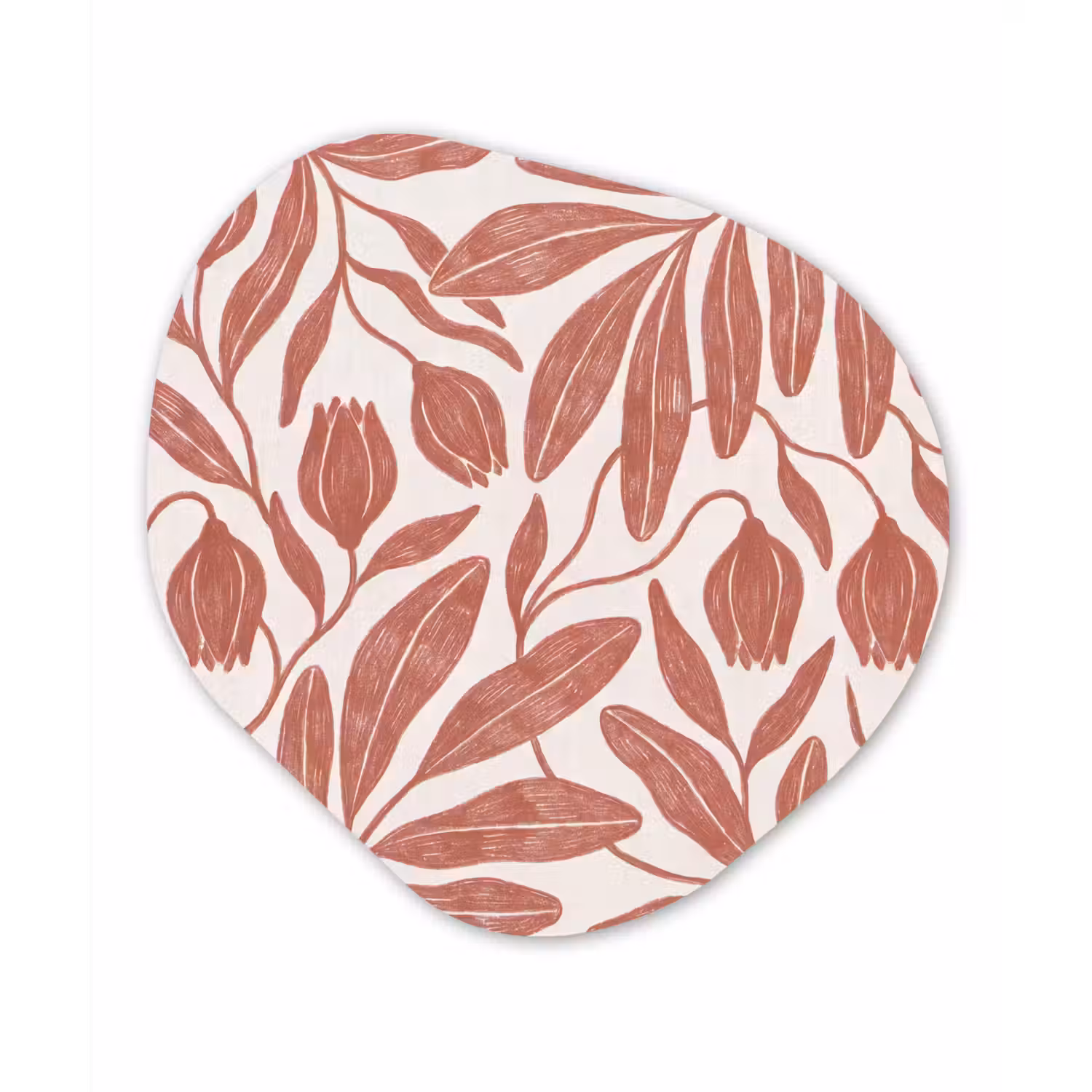 Bloemen - Patroon - Modern - Natuur - Bruin Wandcirkel Organisch Aluminium middel -3d