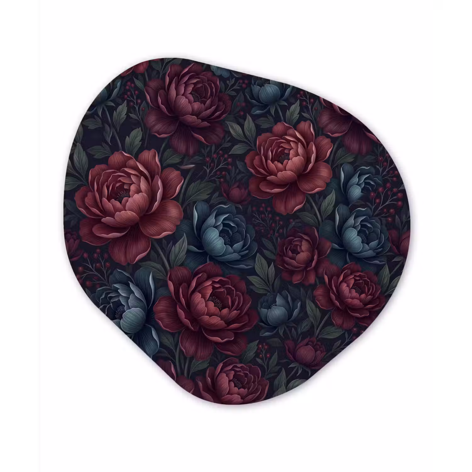 Bloemen - Patroon - Natuur - Klassiek - Donker Wandcirkel Organisch Aluminium middel -3d