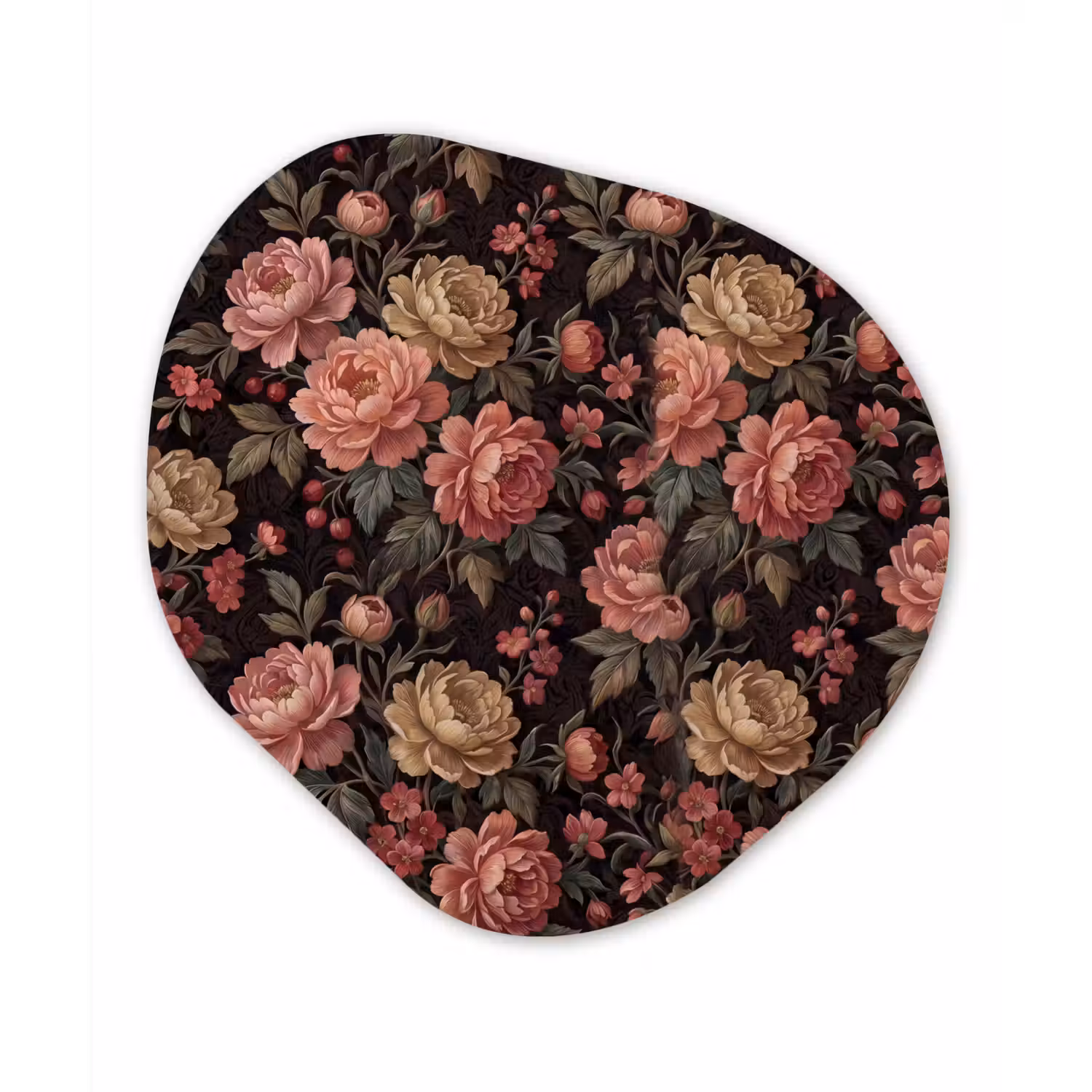 Bloemen - Patroon - Natuur - Vintage - Roze Wandcirkel Organisch Aluminium middel -3d