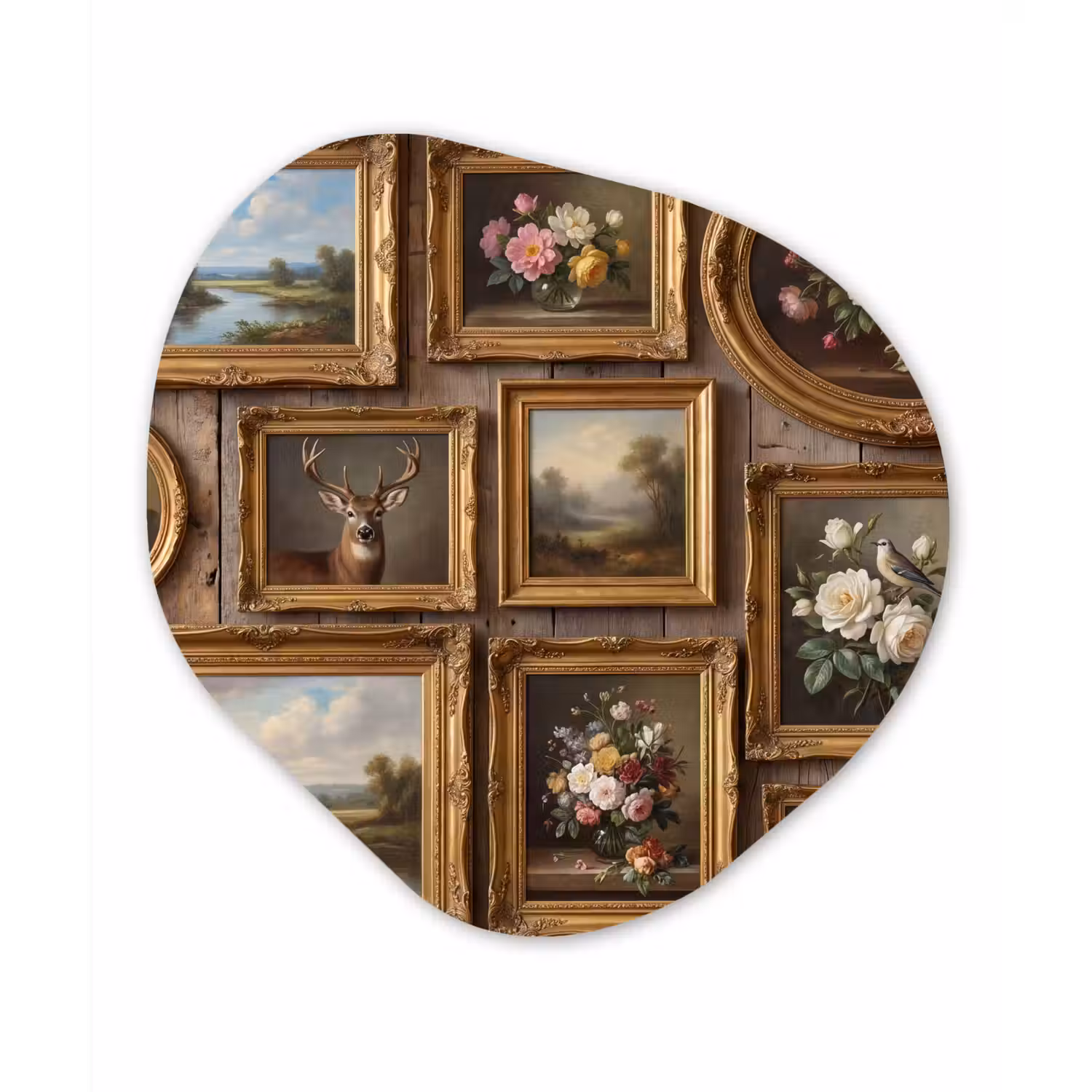 Bloemen - Rozen - Klassiek - Vaas - Kleurrijk Wandcirkel Organisch Aluminium middel -3d