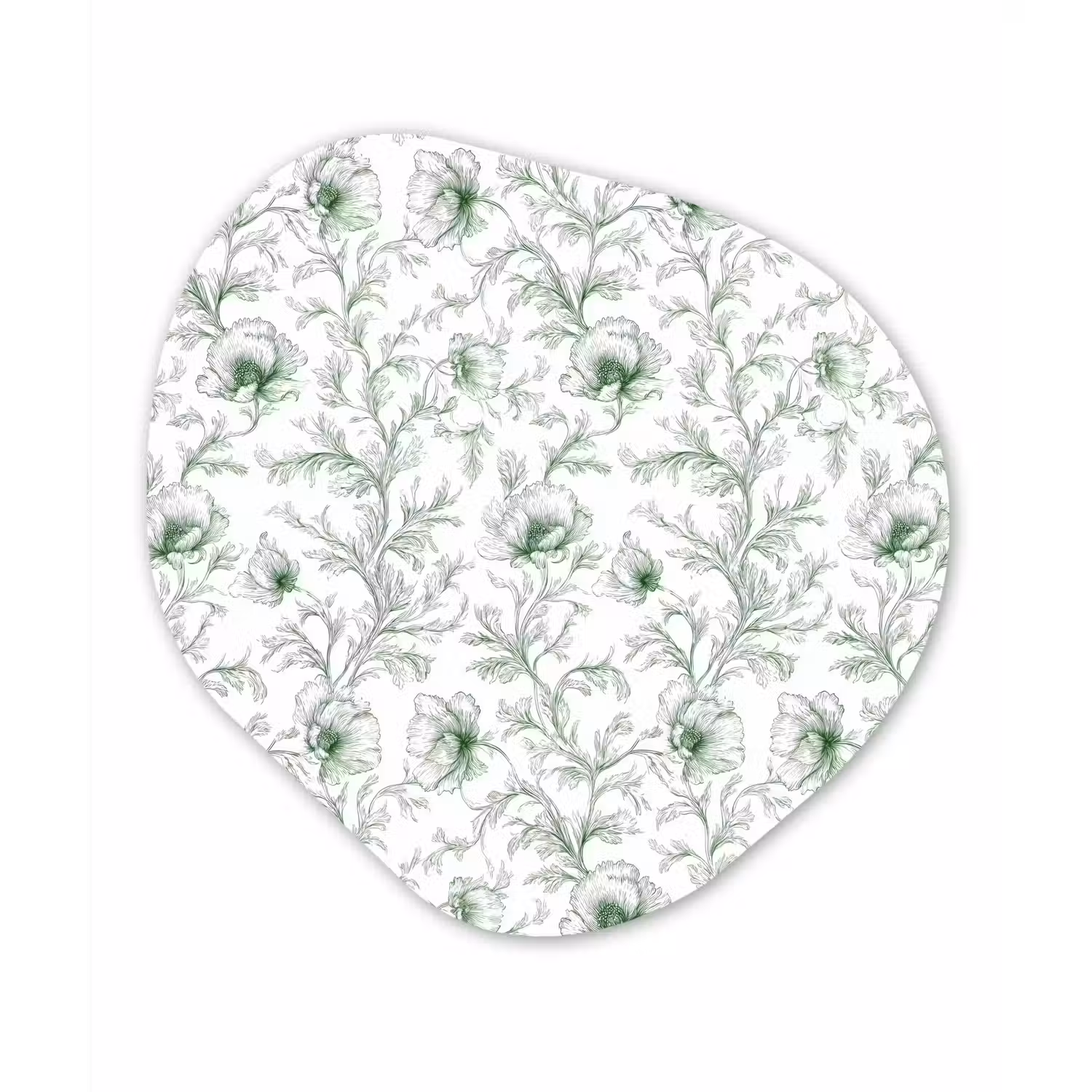 Bloemen - Getekend - Groen Wandcirkel Organisch Aluminium middel 851 -3d