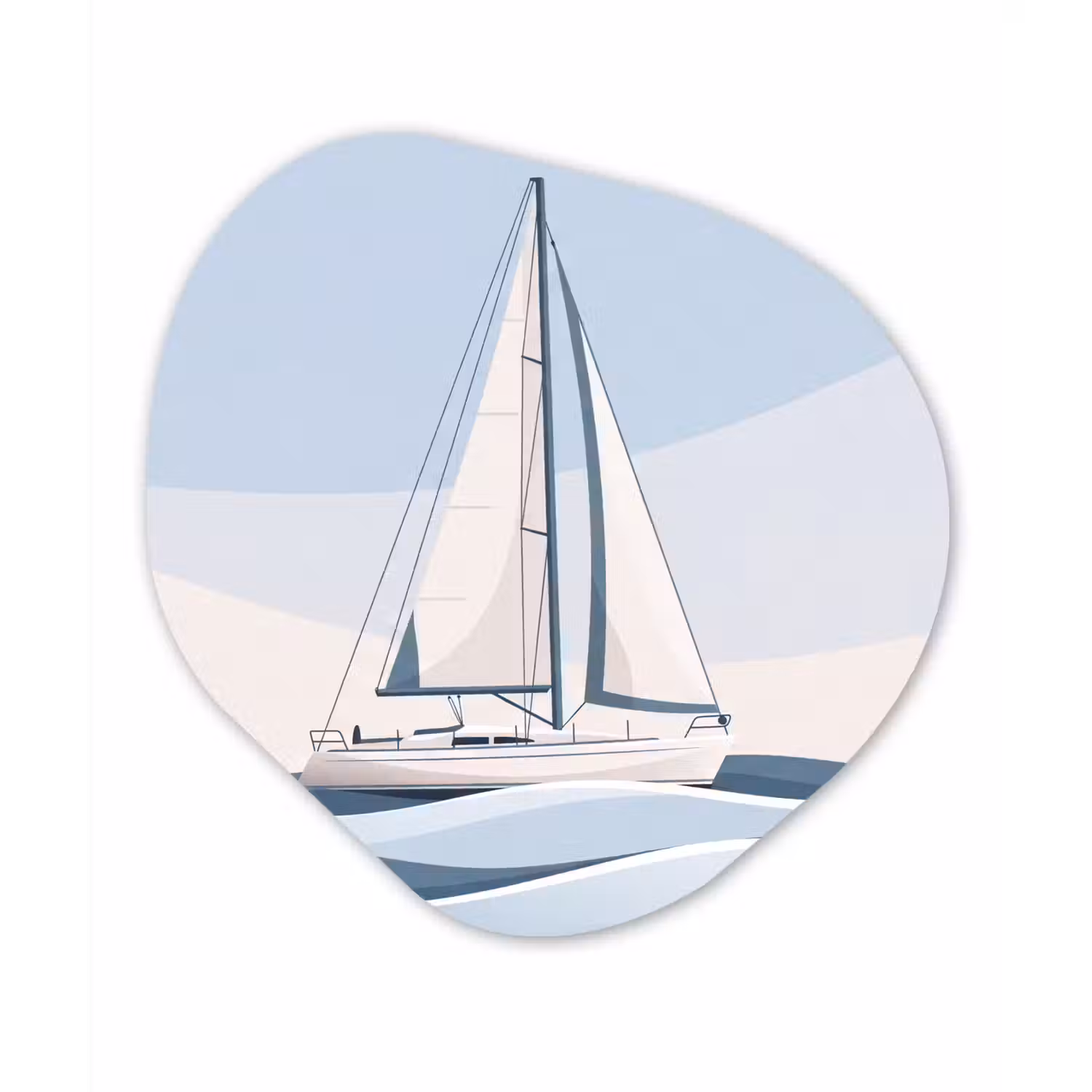 Boot - Zeil - Zee - Modern - Beige Wandcirkel Organisch Aluminium middel -3d