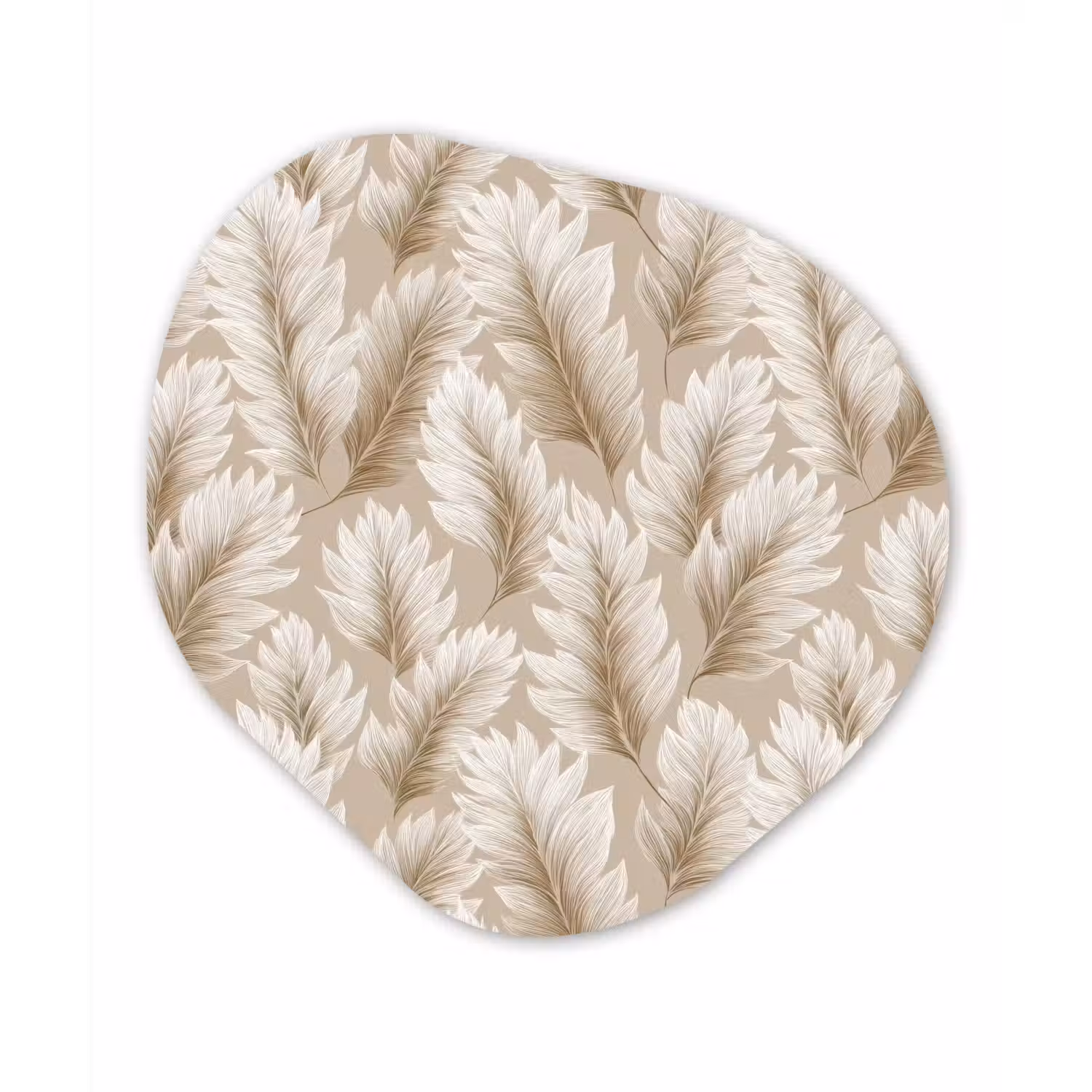 Botanisch - Patroon - Beige Wandcirkel Organisch Aluminium middel 851 -3d