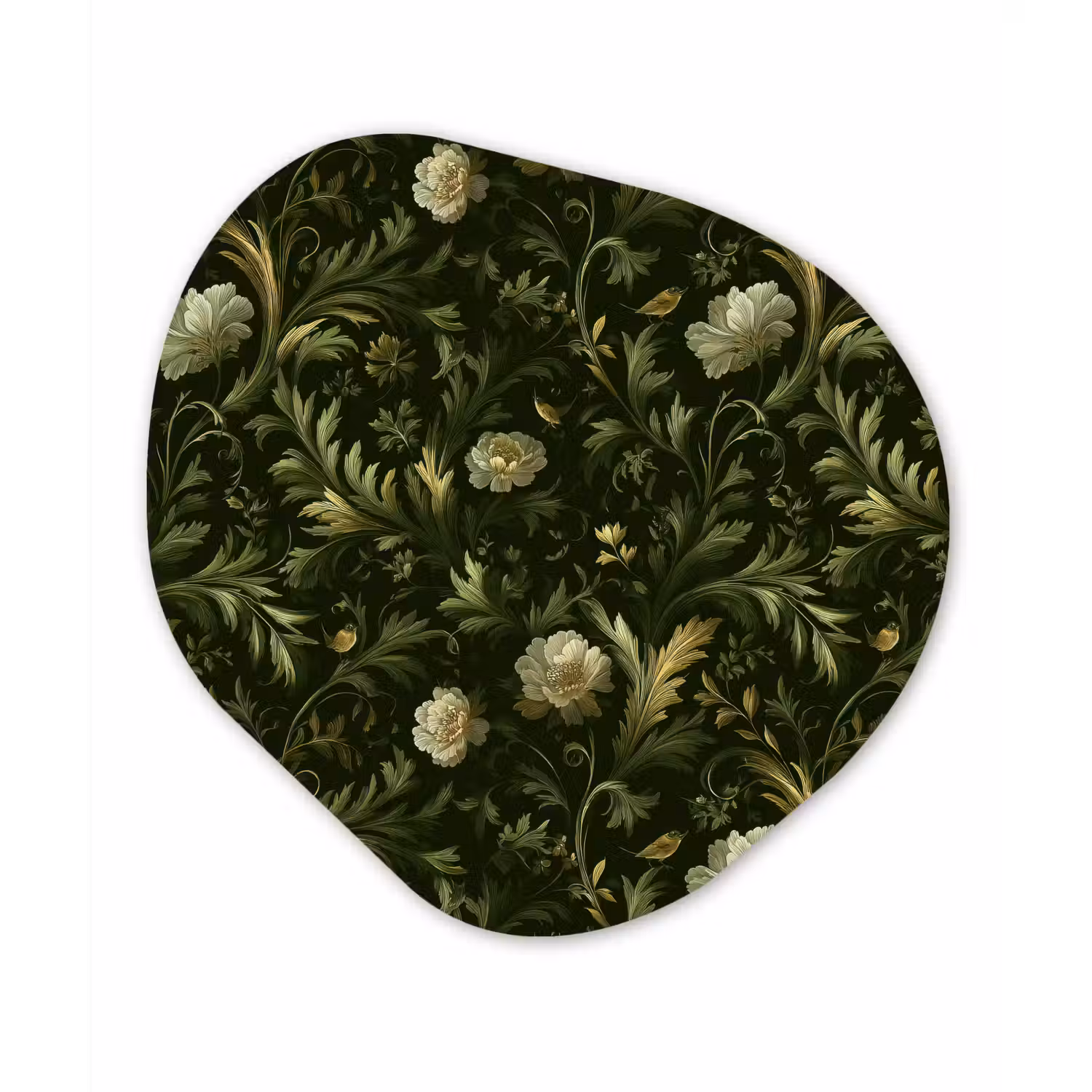 Botanisch - Naadloos - Bloemen Wandcirkel Organisch Aluminium middel 851 -3d