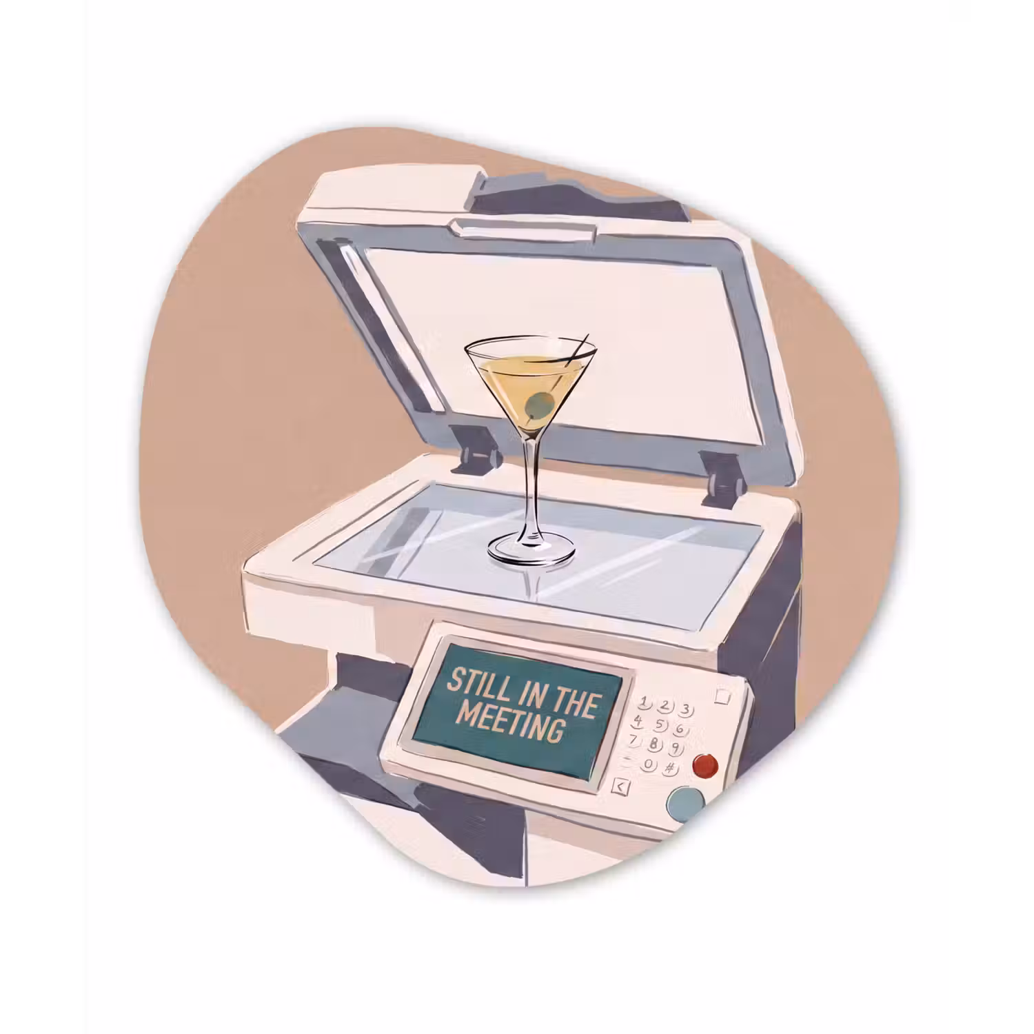 Kantoor - Drank - Humor - Illustratie Wandcirkel Organisch Aluminium middel -3d