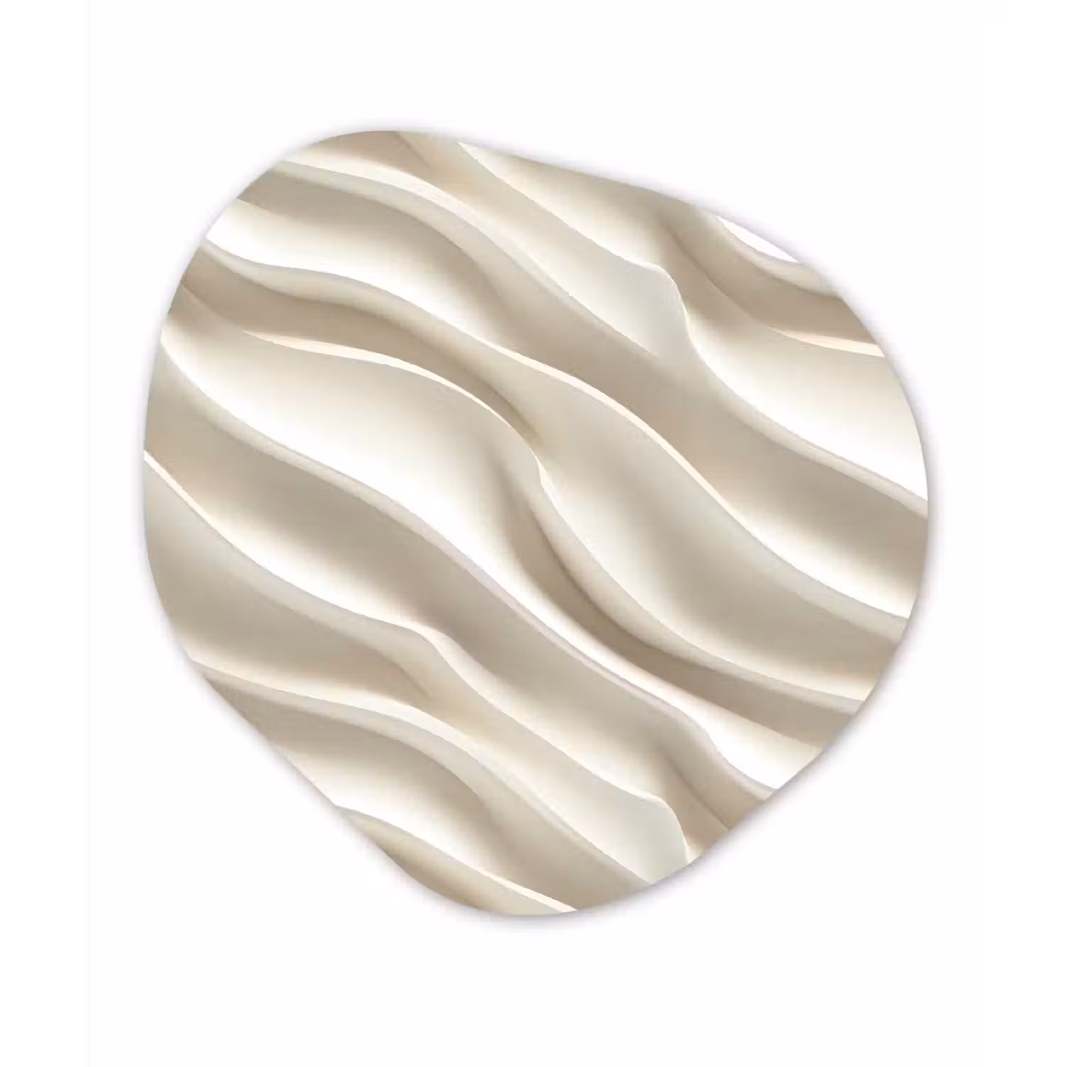 Diagonaal - Golven - Crème Wandcirkel Organisch Aluminium middel 851 -3d