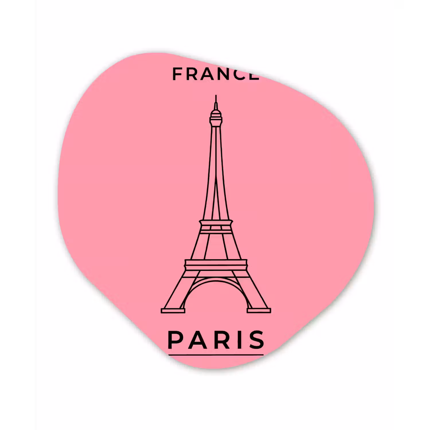 Eiffeltoren - Parijs - Architectuur - Minimalistisch - Roze Wandcirkel Organisch Aluminium middel -3d