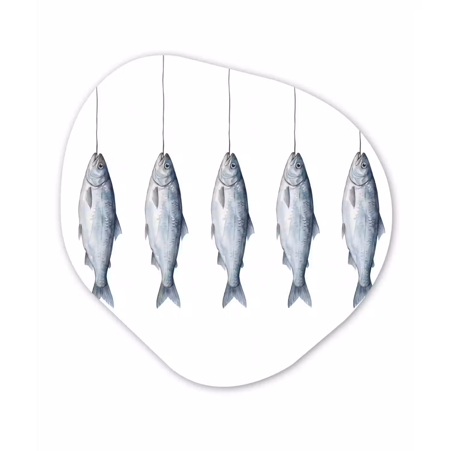 Vissen - Illustratie - Delfts - Blauw Wandcirkel Organisch Aluminium middel -3d