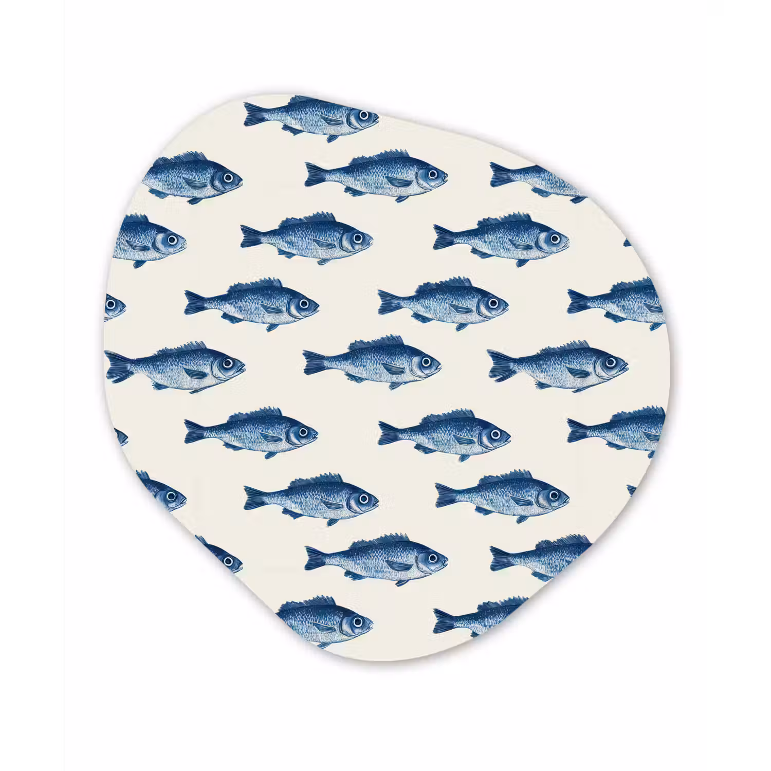 Vis - Patroon - Blauw Wandcirkel Organisch Aluminium middel 851 -3d