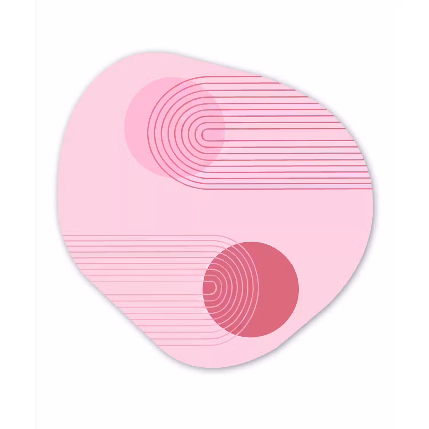 Vormen - Lijnen - Minimalistisch - Roze Wandcirkel Organisch Aluminium middel -3d