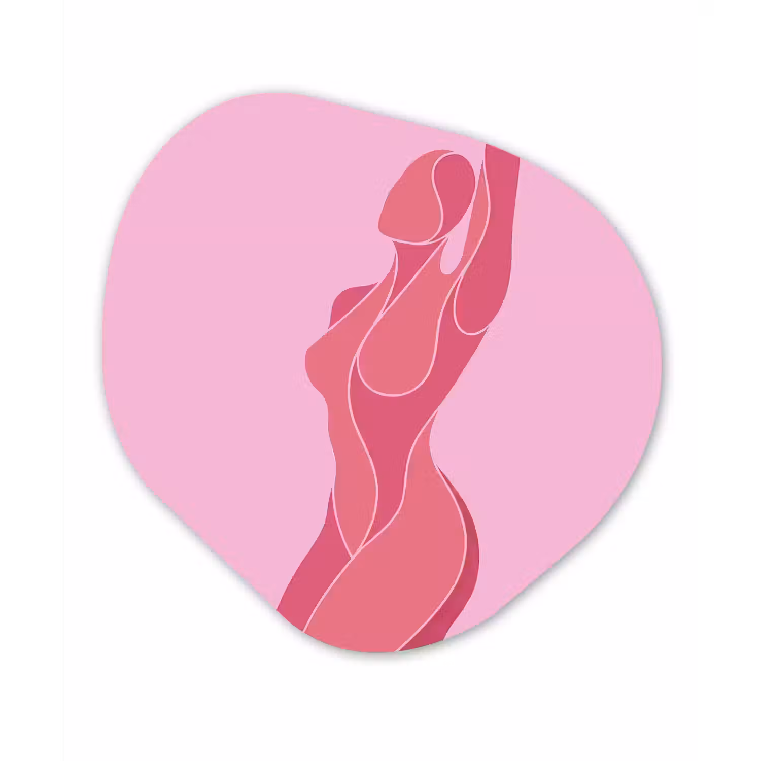 Vrouw - Lichaam - Abstract - Roze Wandcirkel Organisch Aluminium middel -3d