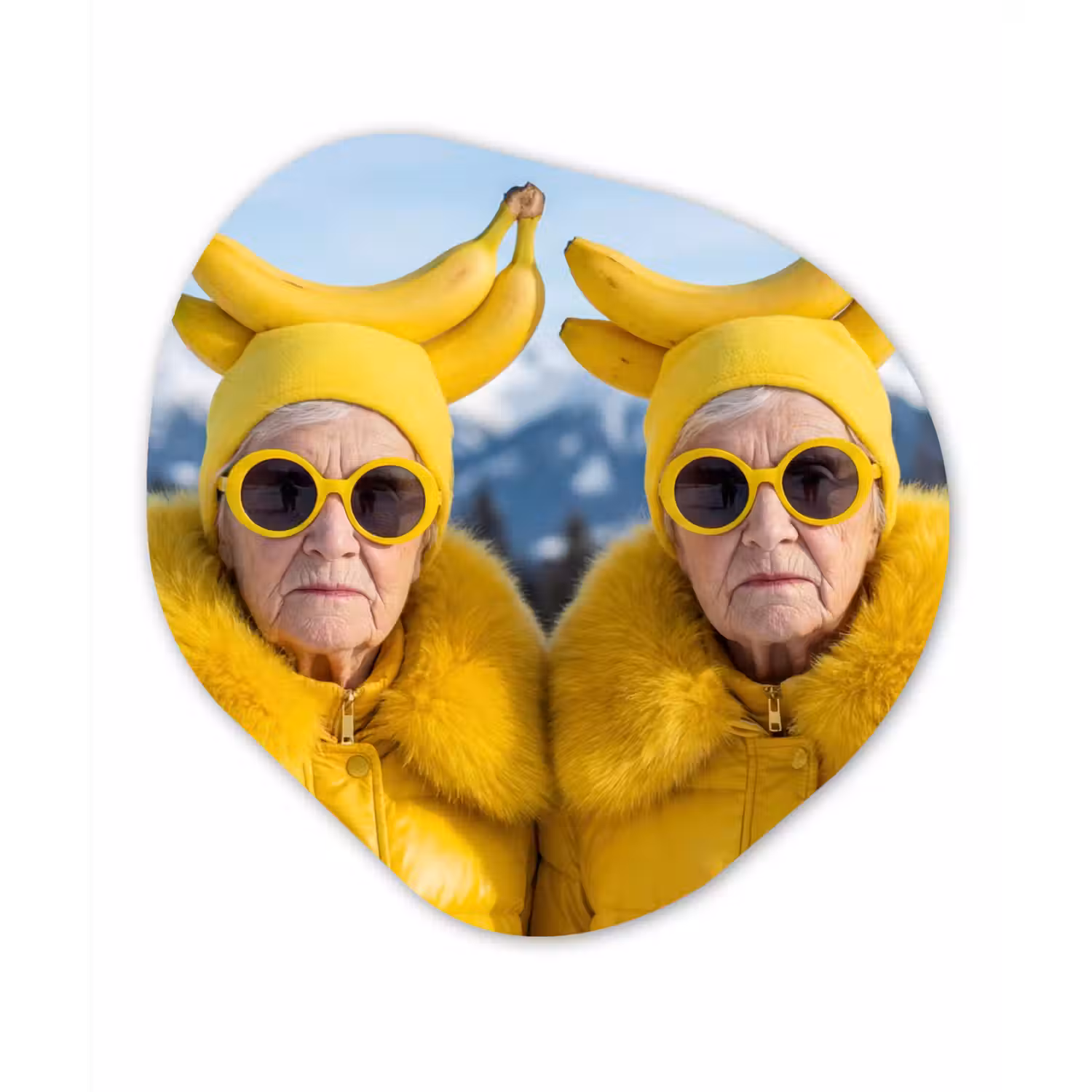 Vrouwen - Bananen - Geel Wandcirkel Organisch Aluminium middel -3d