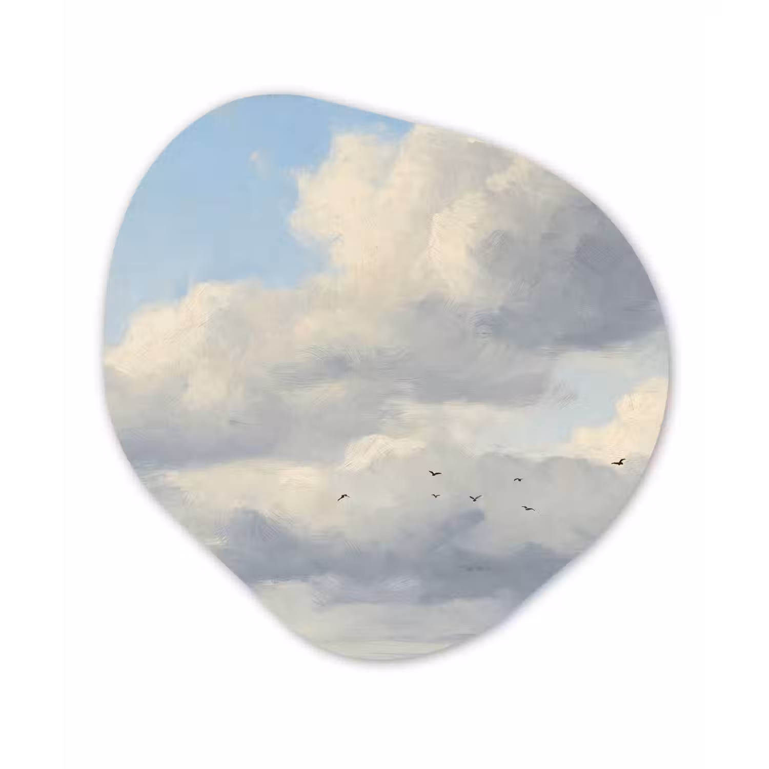 Lucht - Wolken - Natuur - Klassiek - Blauw Wandcirkel Organisch Aluminium middel -3d