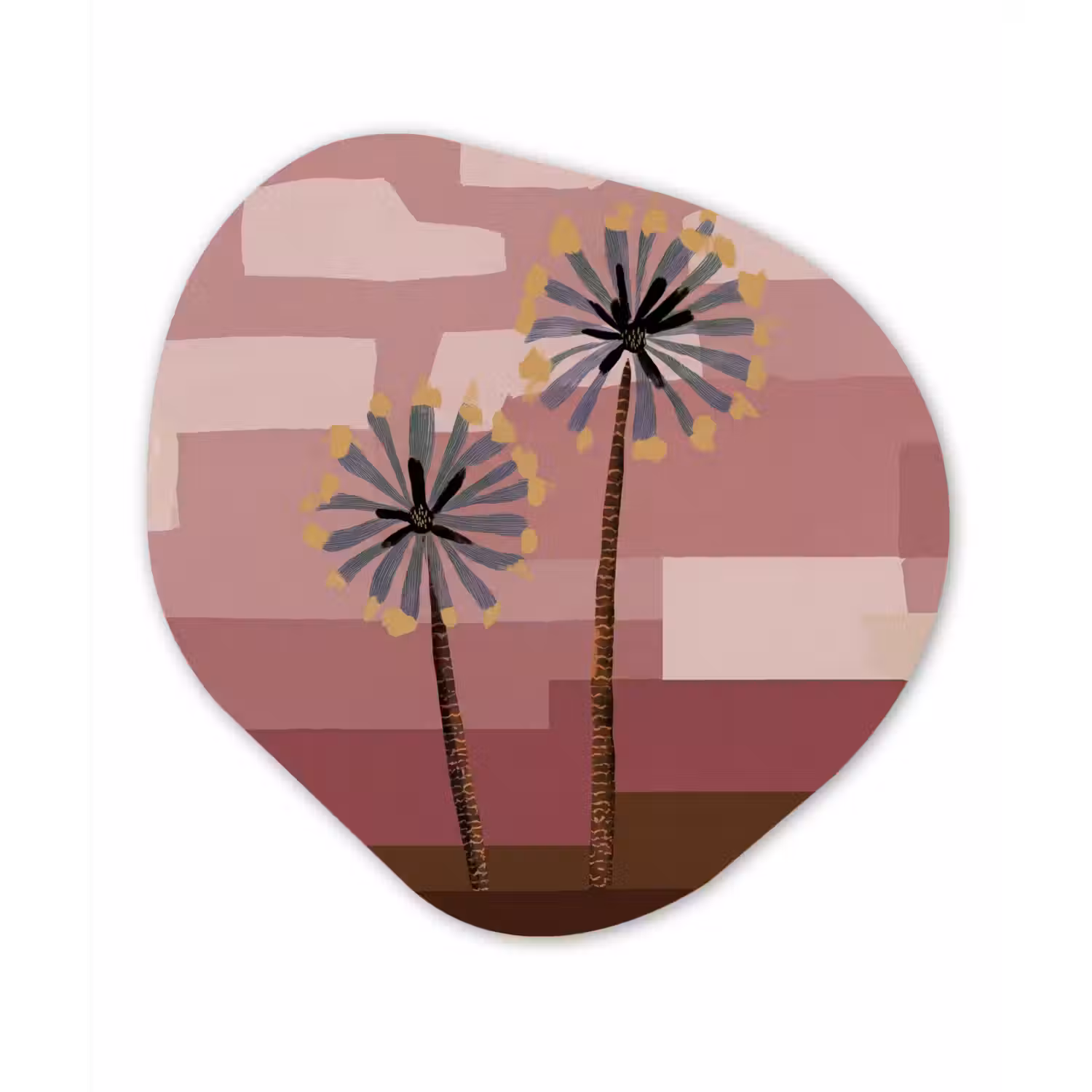 Illustratie - Bloemen - Vlakken - Abstract Wandcirkel Organisch Aluminium middel -3d