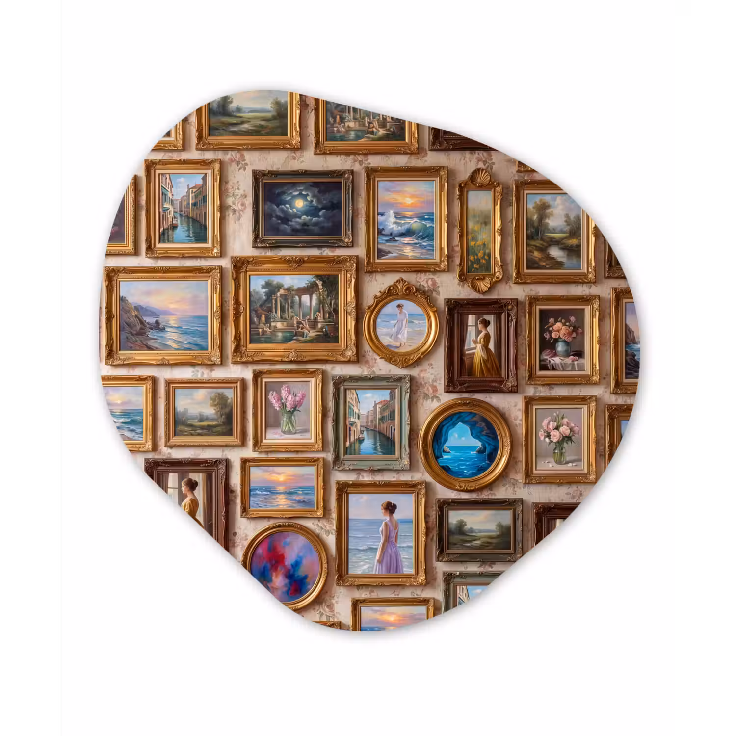 Interieur - Kunst - Collectie - Klassiek - Goud Wandcirkel Organisch Aluminium middel -3d