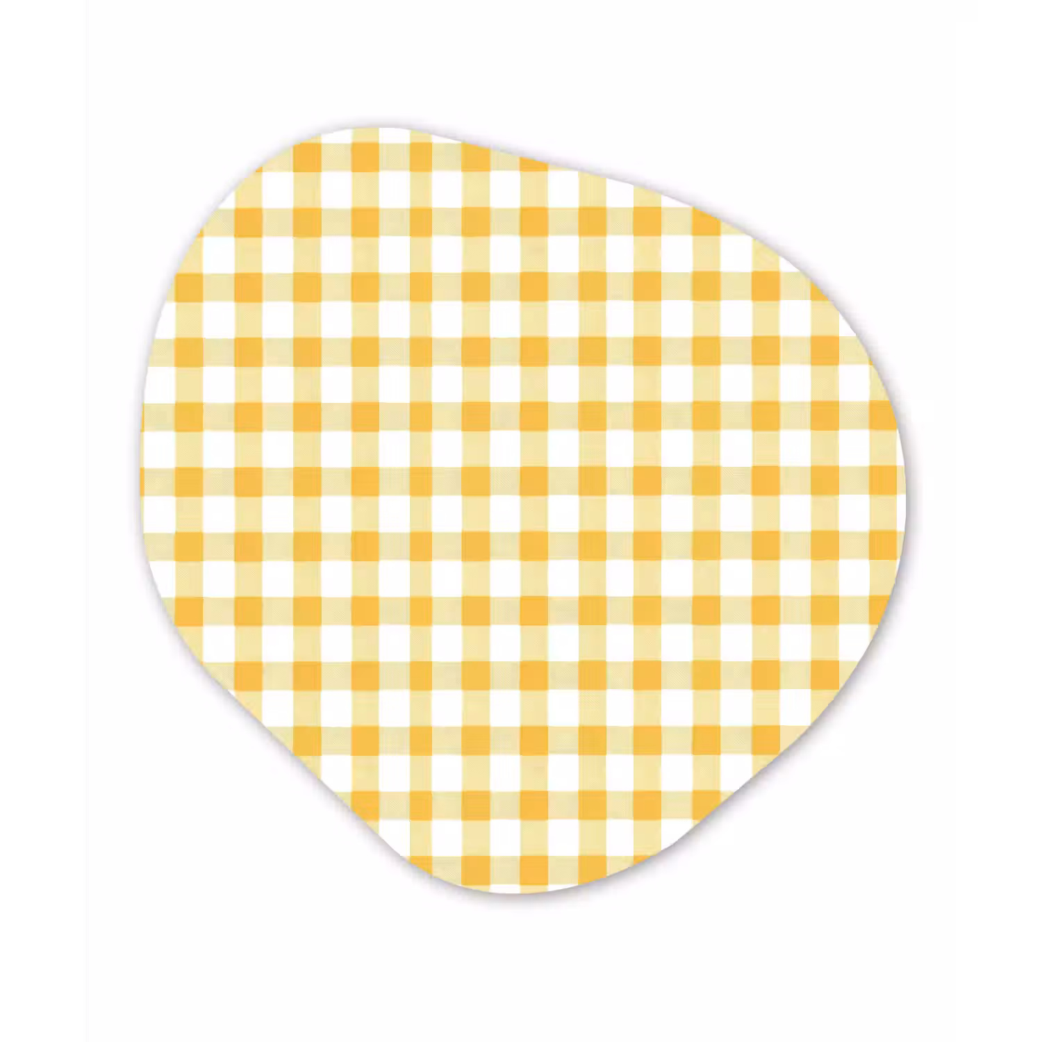 Ruit - Gingham - Klassiek - Geel en Wit Wandcirkel Organisch Aluminium middel 851 -3d