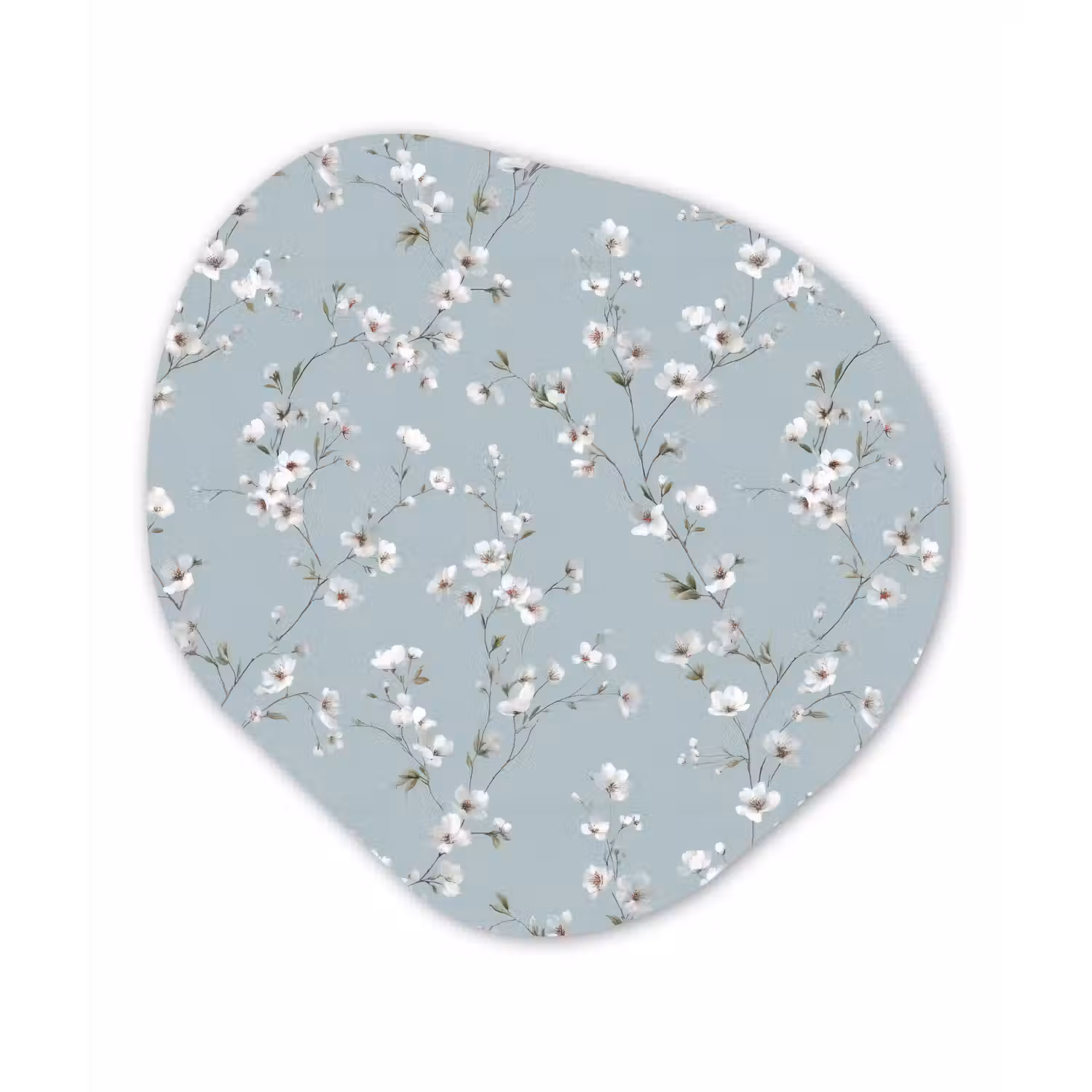 Klassiek - Bloemen - Blauw Wandcirkel Organisch Aluminium middel 851 -3d