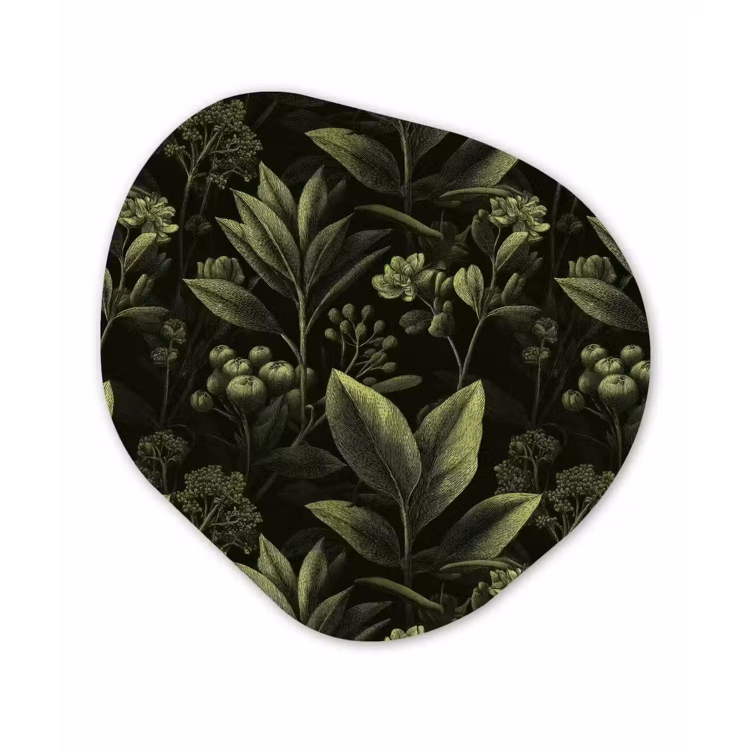 Klassiek - Donker - Botanisch - Planten Wandcirkel Organisch Aluminium middel 851 -3d