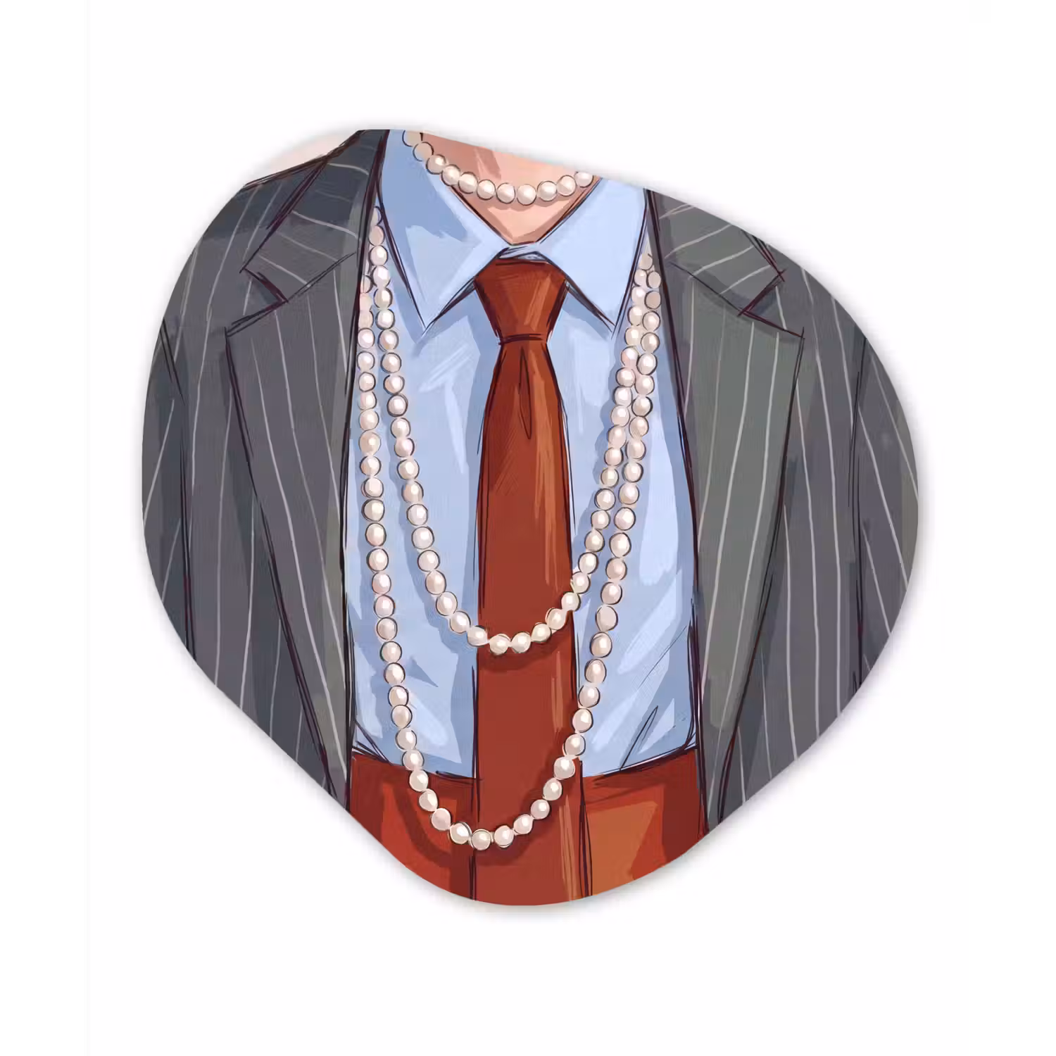 Kleding - Strik - Parels - Klassiek - Mode Wandcirkel Organisch Aluminium middel -3d