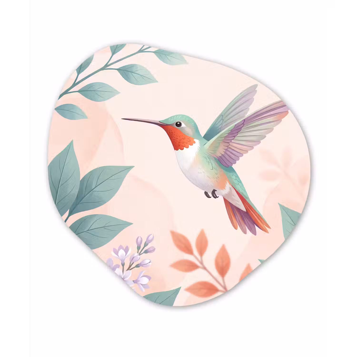 Kolibrie - Vliegen - Natuur - Illustratie - Kleurrijk Wandcirkel Organisch Aluminium middel -3d