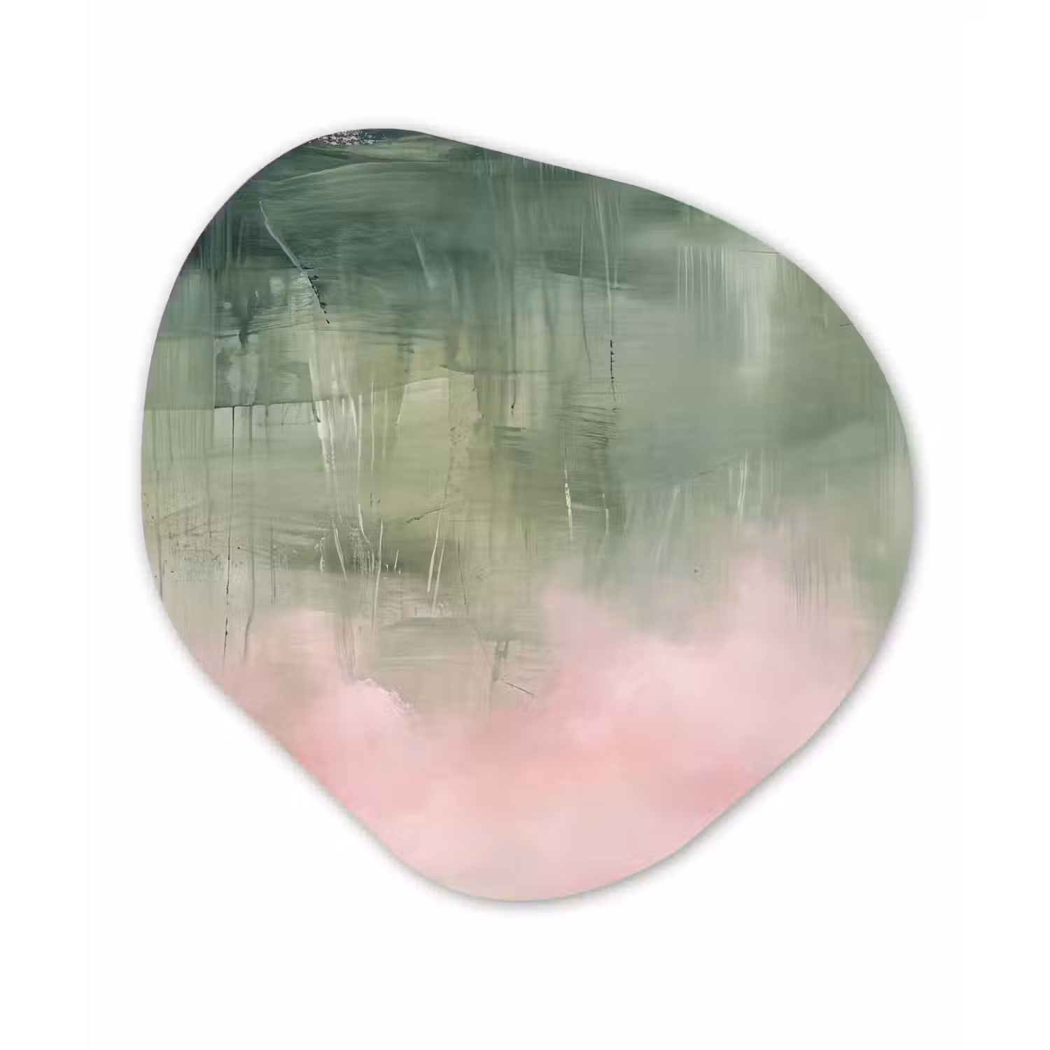 Kunst - Abstract - Modern - Groen - Roze Wandcirkel Organisch Aluminium middel -3d