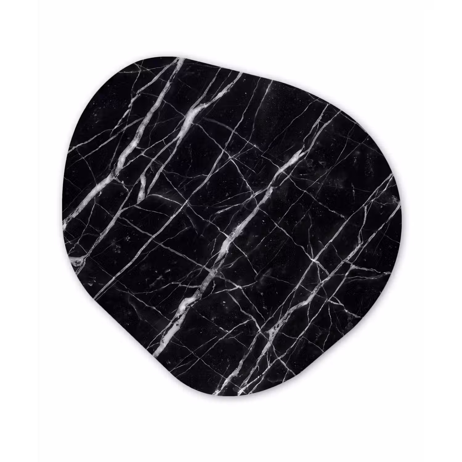 Marmer - Aders - Abstract - Zwart Wandcirkel Organisch Aluminium middel -3d