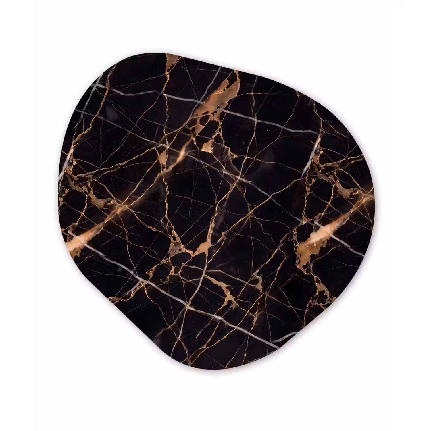 Marmer - Goud - Abstract - Zwart Wandcirkel Organisch Aluminium middel -3d