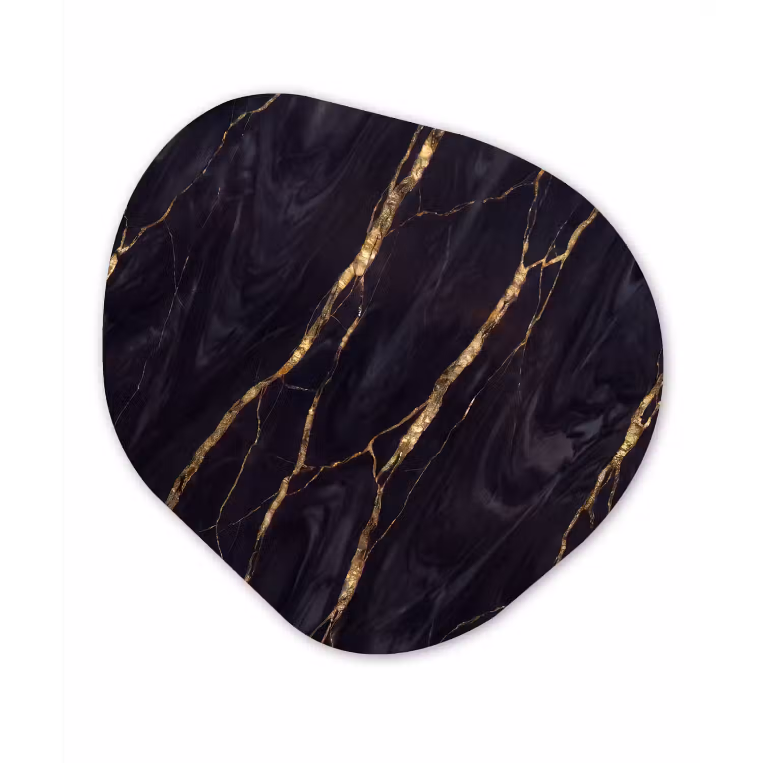Marmer - Gouden aders - Abstract - Zwart Wandcirkel Organisch Aluminium middel -3d