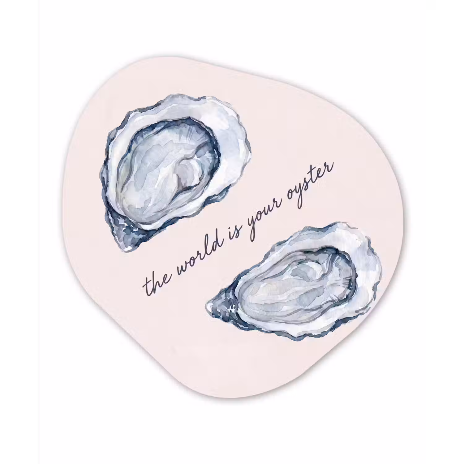 Zeeleven - Oester - Aquarel - Minimalistisch - Blauw Wandcirkel Organisch Aluminium middel -3d