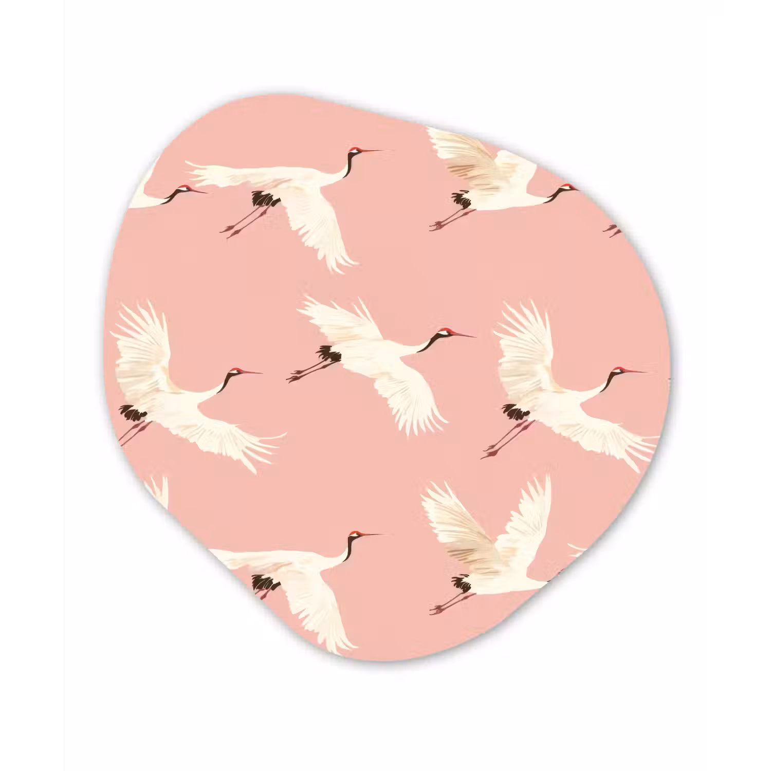 Modern - Kraanvogels - Roze Wandcirkel Organisch Aluminium middel 851 -3d