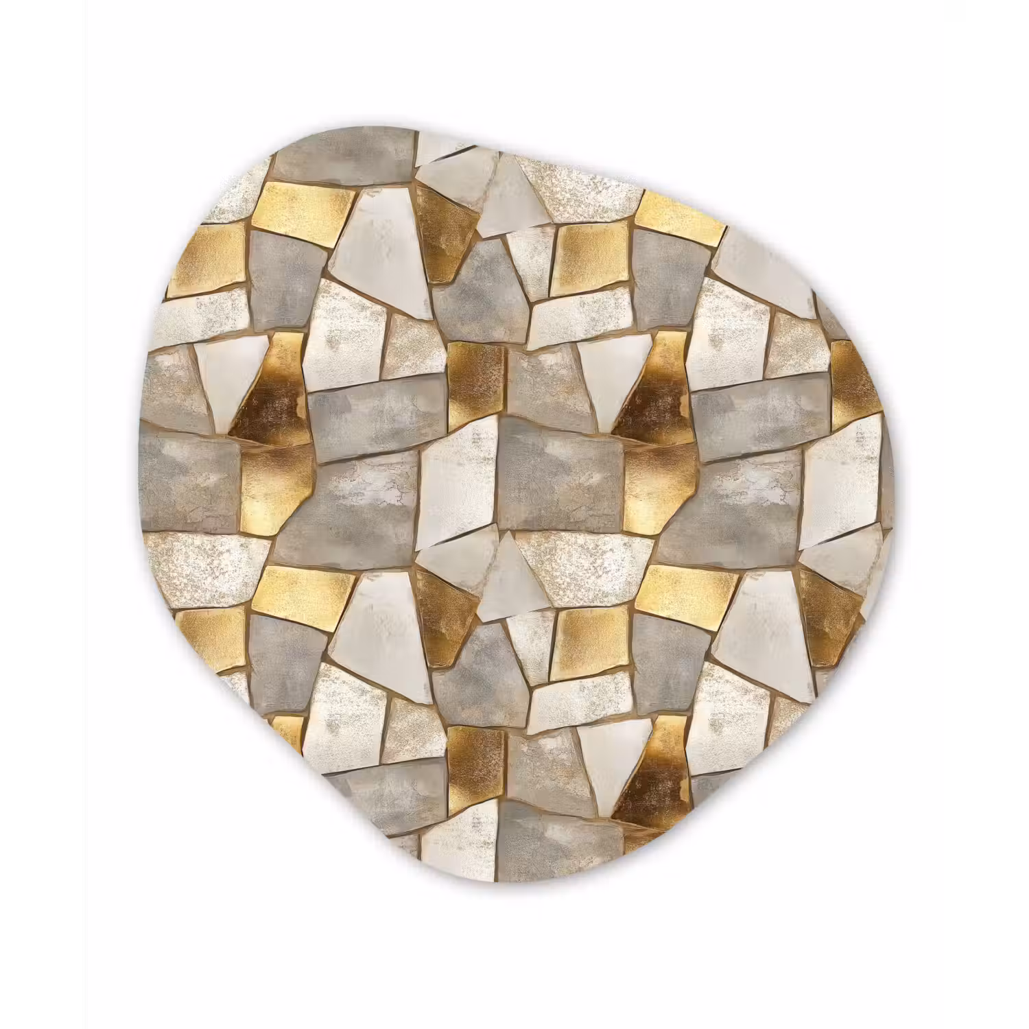 Mozaïek - Marmer - Goud Wandcirkel Organisch Aluminium middel 851 -3d