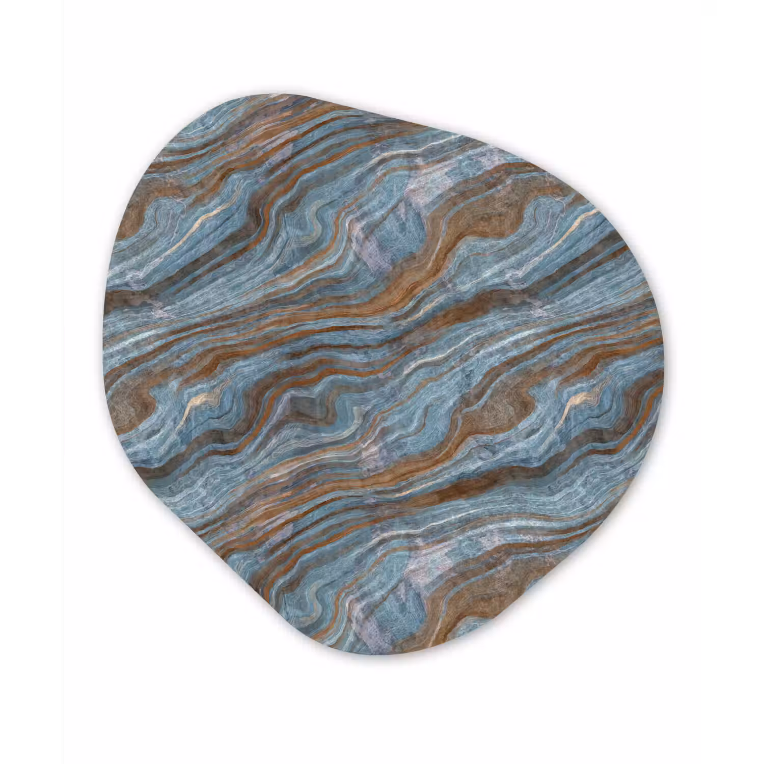 Patroon - Steen - Blauw Wandcirkel Organisch Aluminium middel 851 -3d