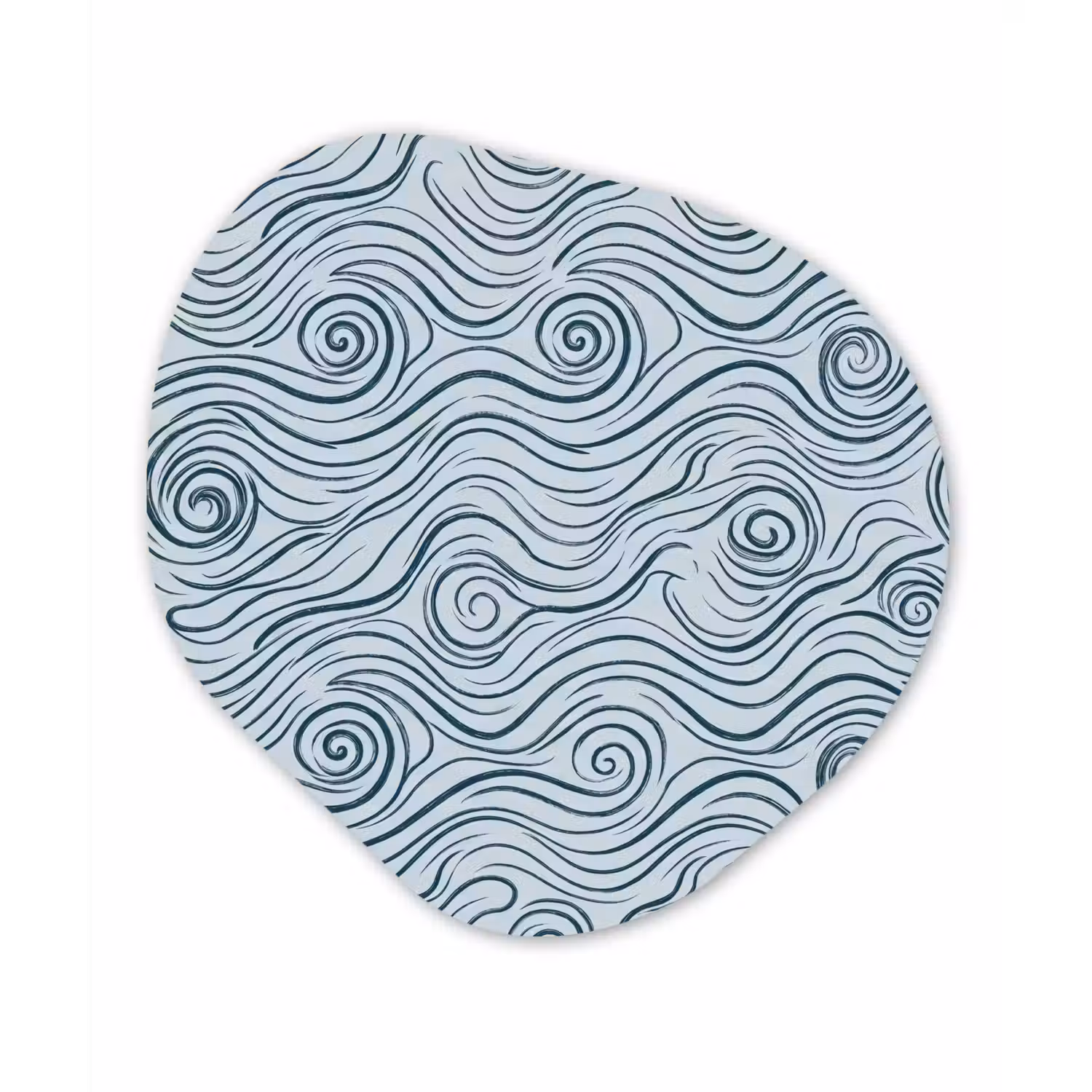 Patroon - Golven - Abstract - Modern - Blauw Wandcirkel Organisch Aluminium middel -3d