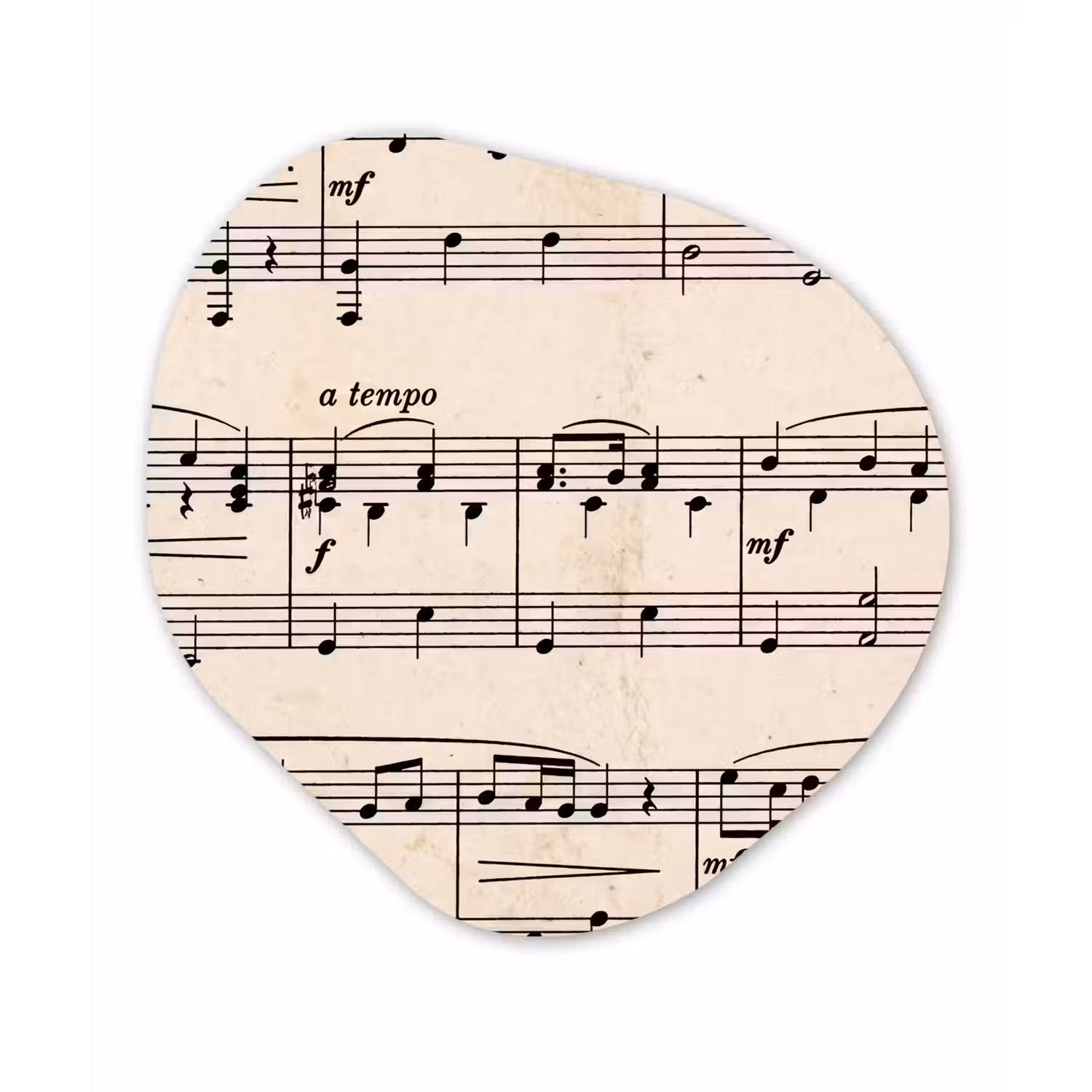Muzieknotatie - Notenbalken - Kunst - Klassiek - Beige Wandcirkel Organisch Aluminium middel -3d