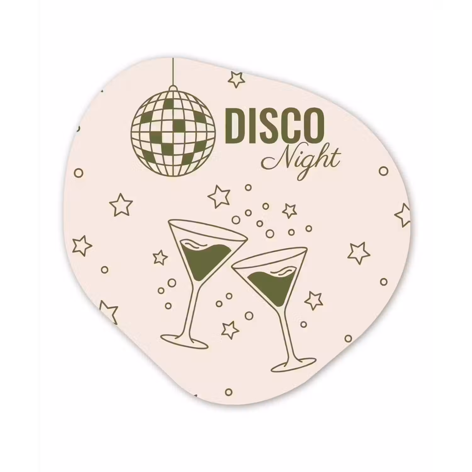 Feest - Disco - Drank - Illustratie - Groen Wandcirkel Organisch Aluminium middel -3d