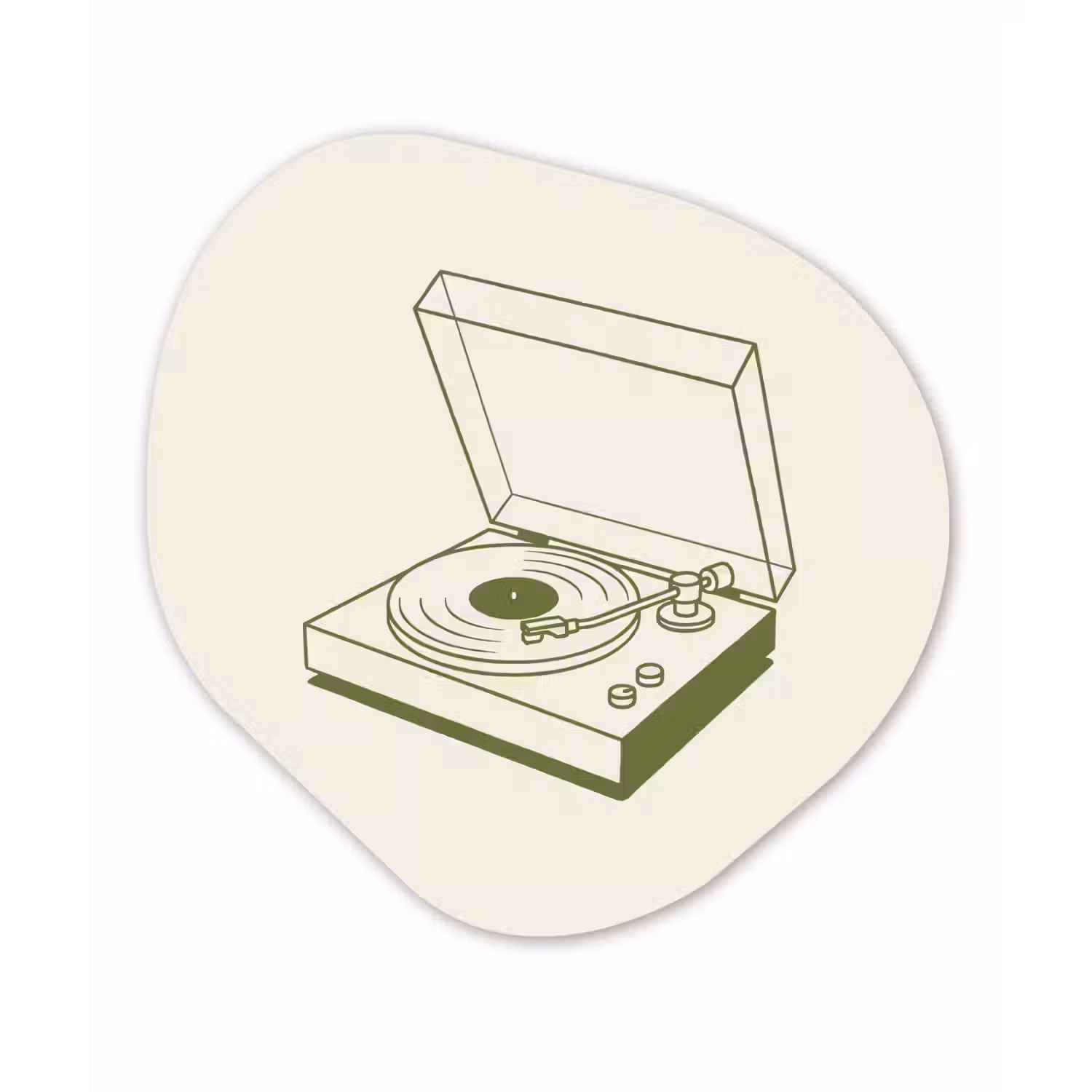 Platenspeler - Vinyl - Muziek - Minimalistisch - Groen Wandcirkel Organisch Aluminium middel -3d