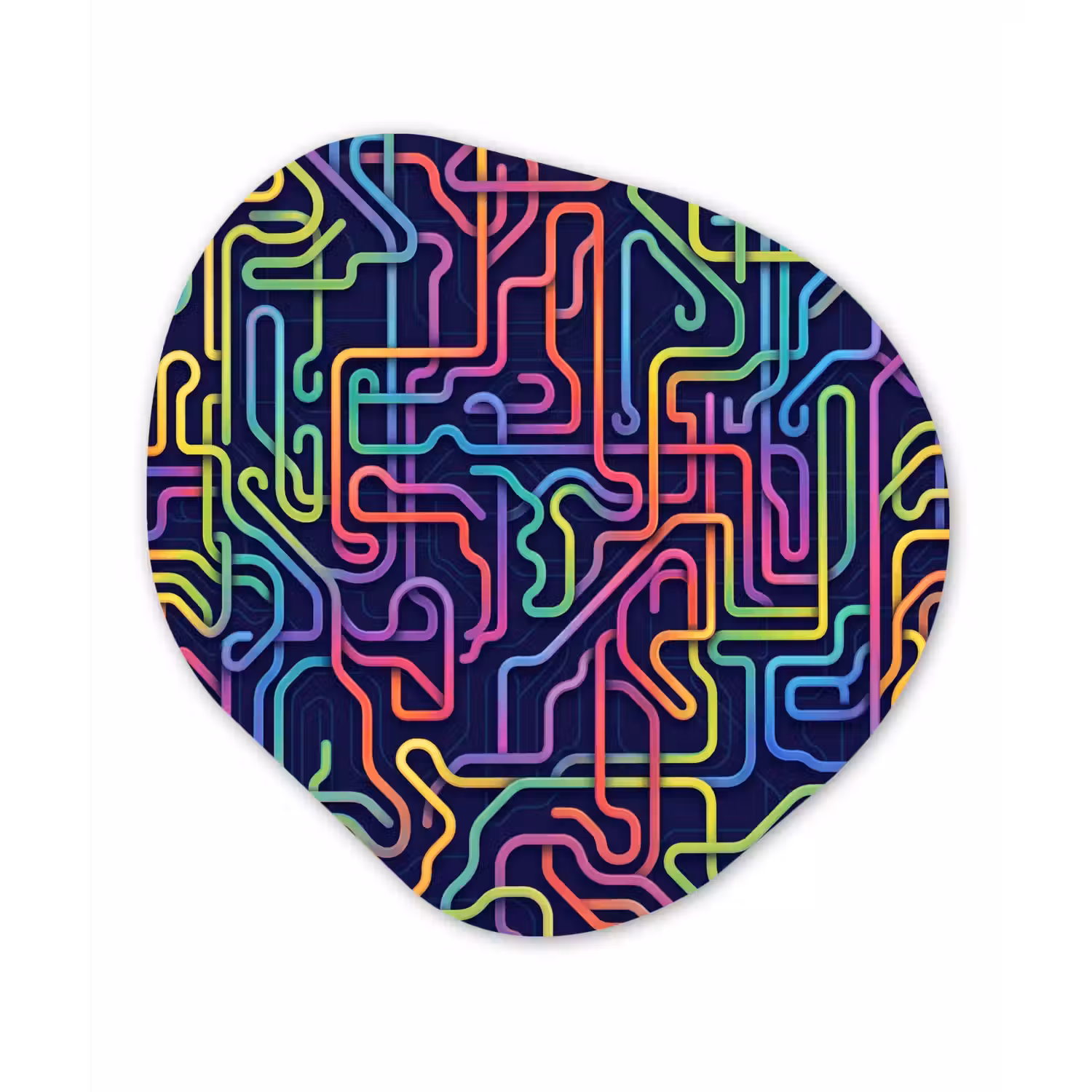 Retro - Abstract - Neon Wandcirkel Organisch Aluminium middel -3d