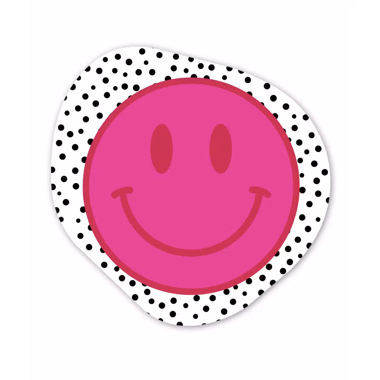 Smiley - Roze - Stippen Wandcirkel Organisch Aluminium middel -3d