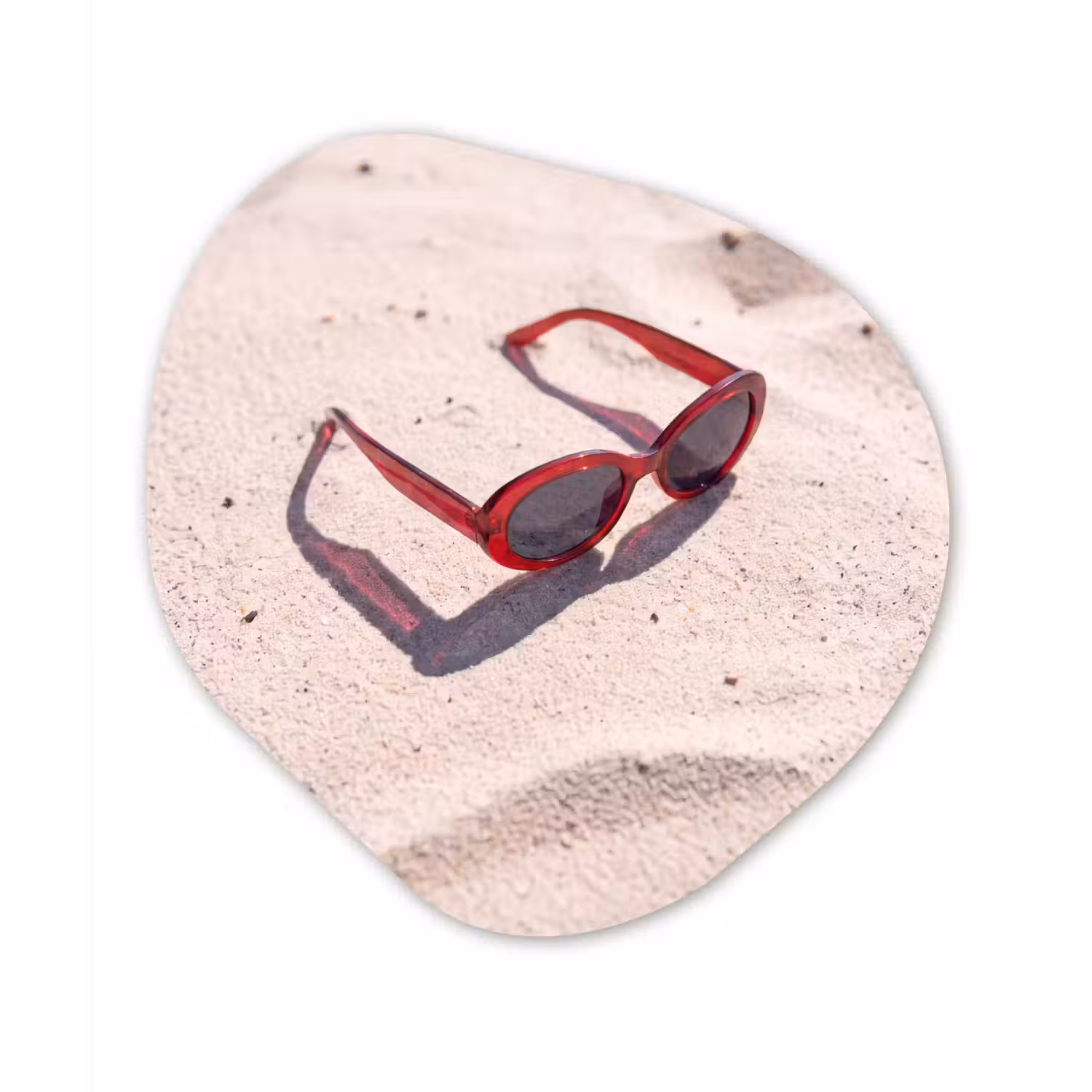 Zonnebril - Strand - Vakantie - Rood Wandcirkel Organisch Aluminium middel -3d
