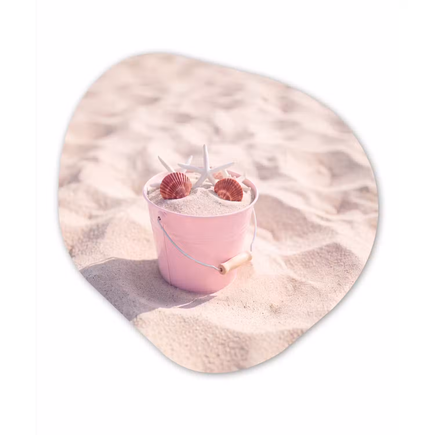 Strand - Schelpen - Zomer - Roze - Decoratie Wandcirkel Organisch Aluminium middel -3d
