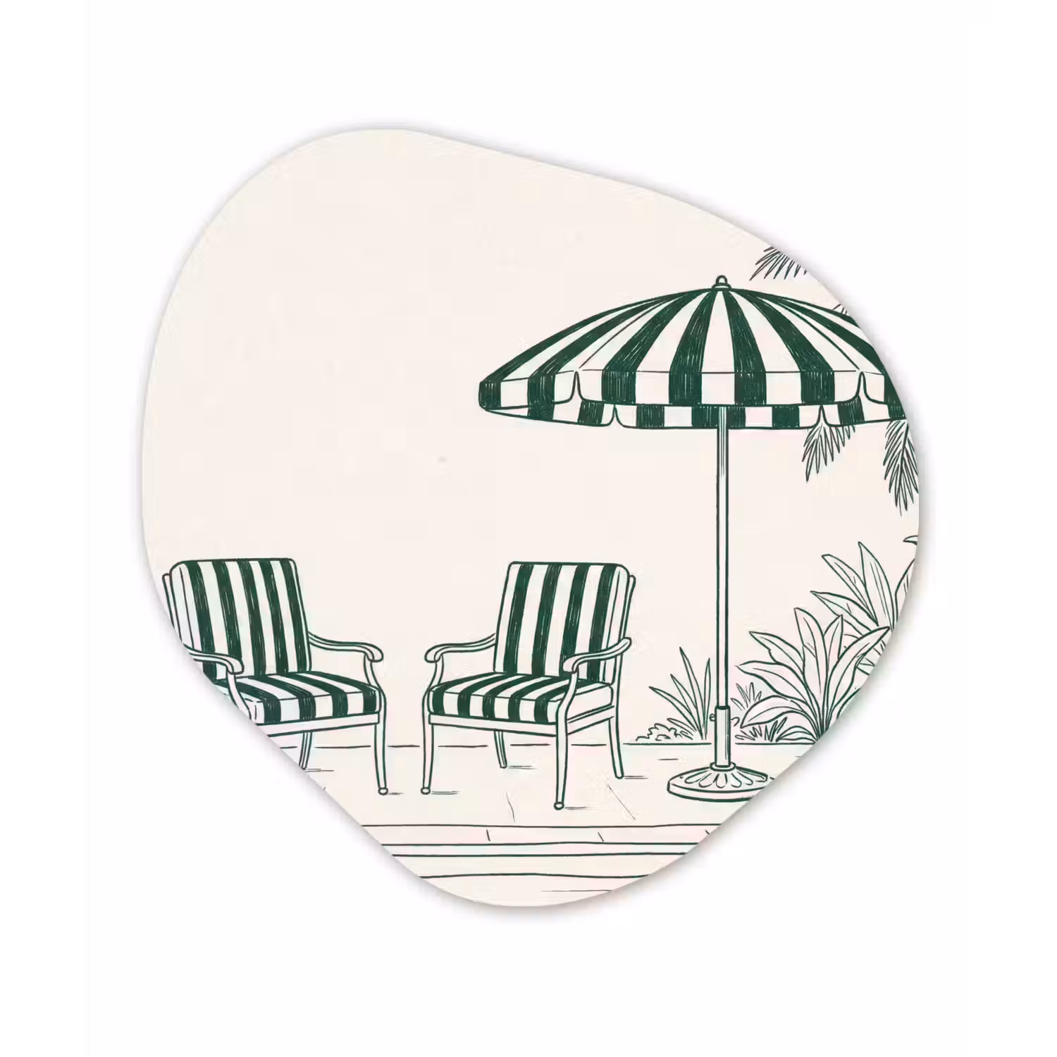 Terras - Illustratie - Groen Wandcirkel Organisch Aluminium middel -3d
