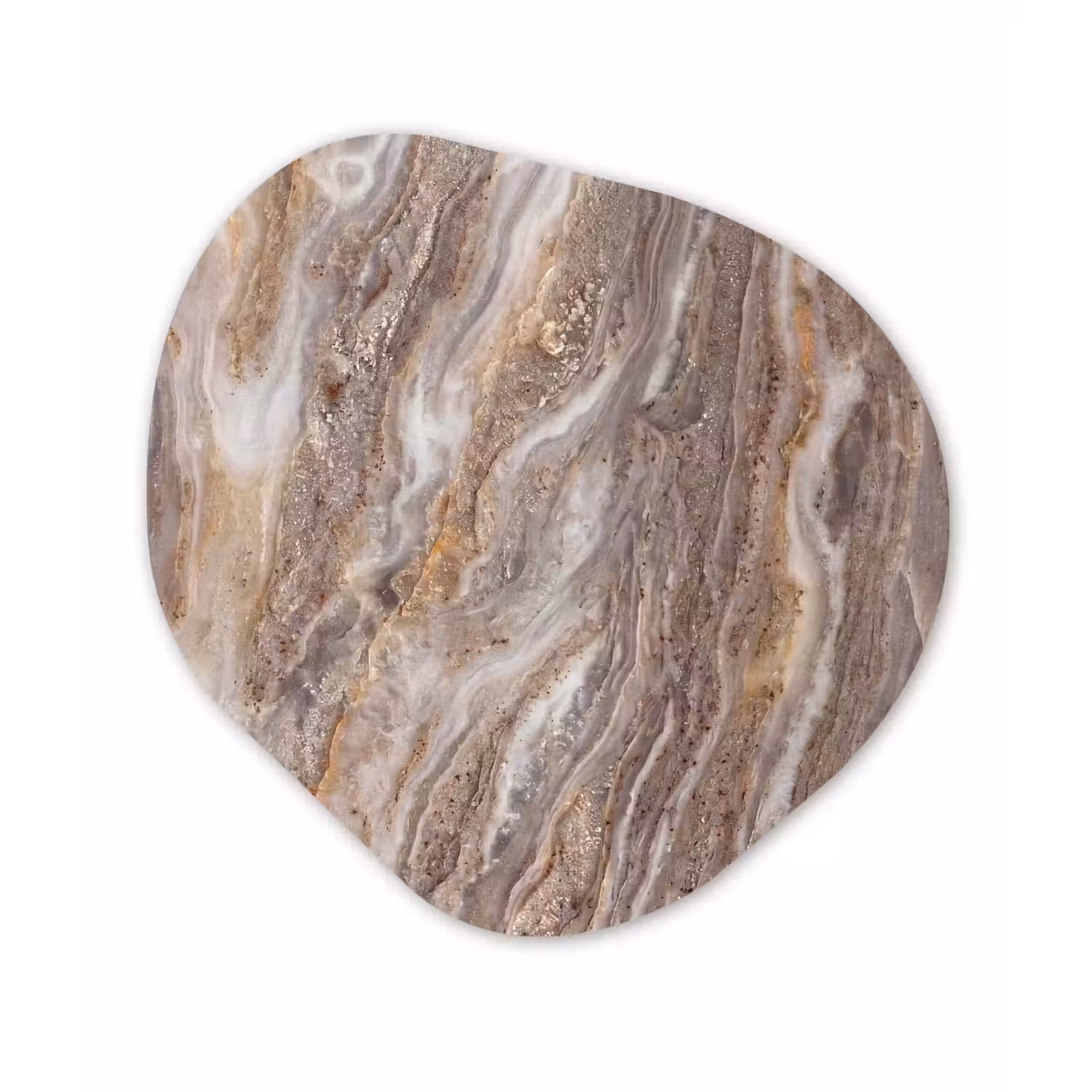 Textuur - Steen - Abstract - Beige Wandcirkel Organisch Aluminium middel -3d