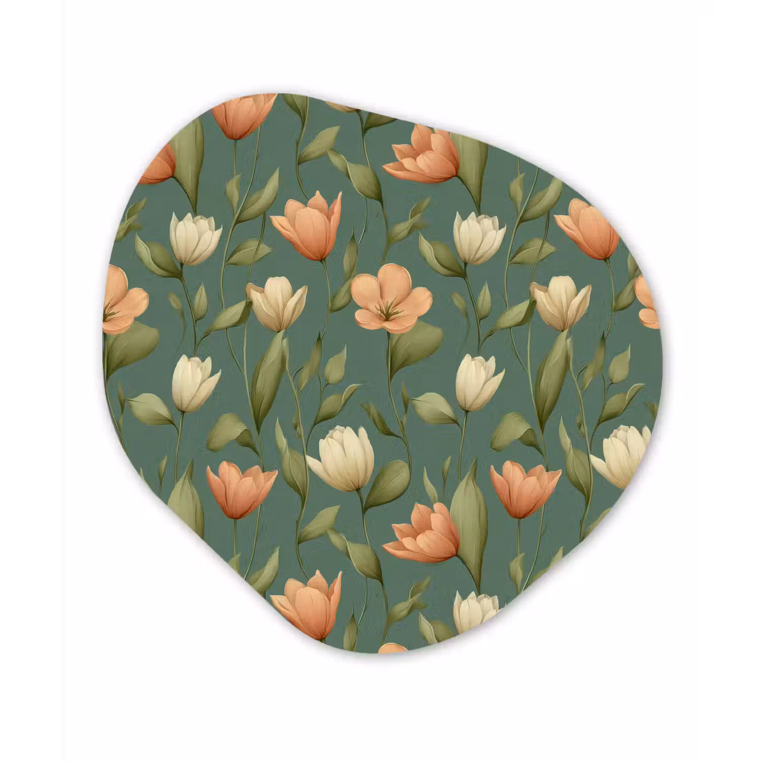 Tulpen - Botanisch - Groen Wandcirkel Organisch Aluminium middel 851 -3d